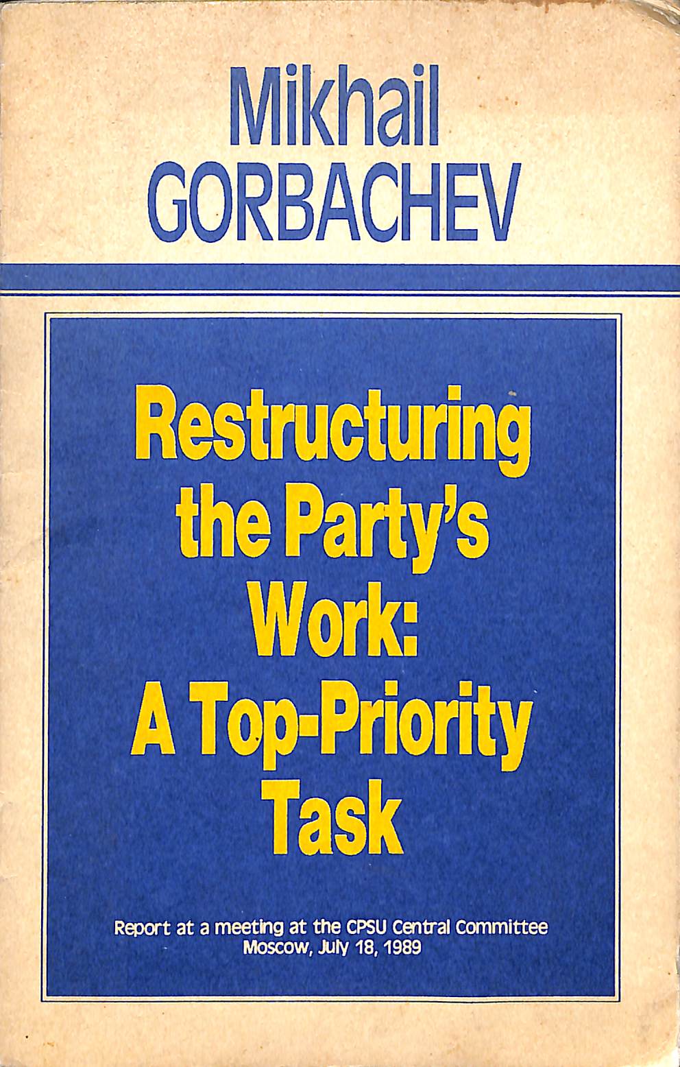 Restructuring the party's work:a top-priority task