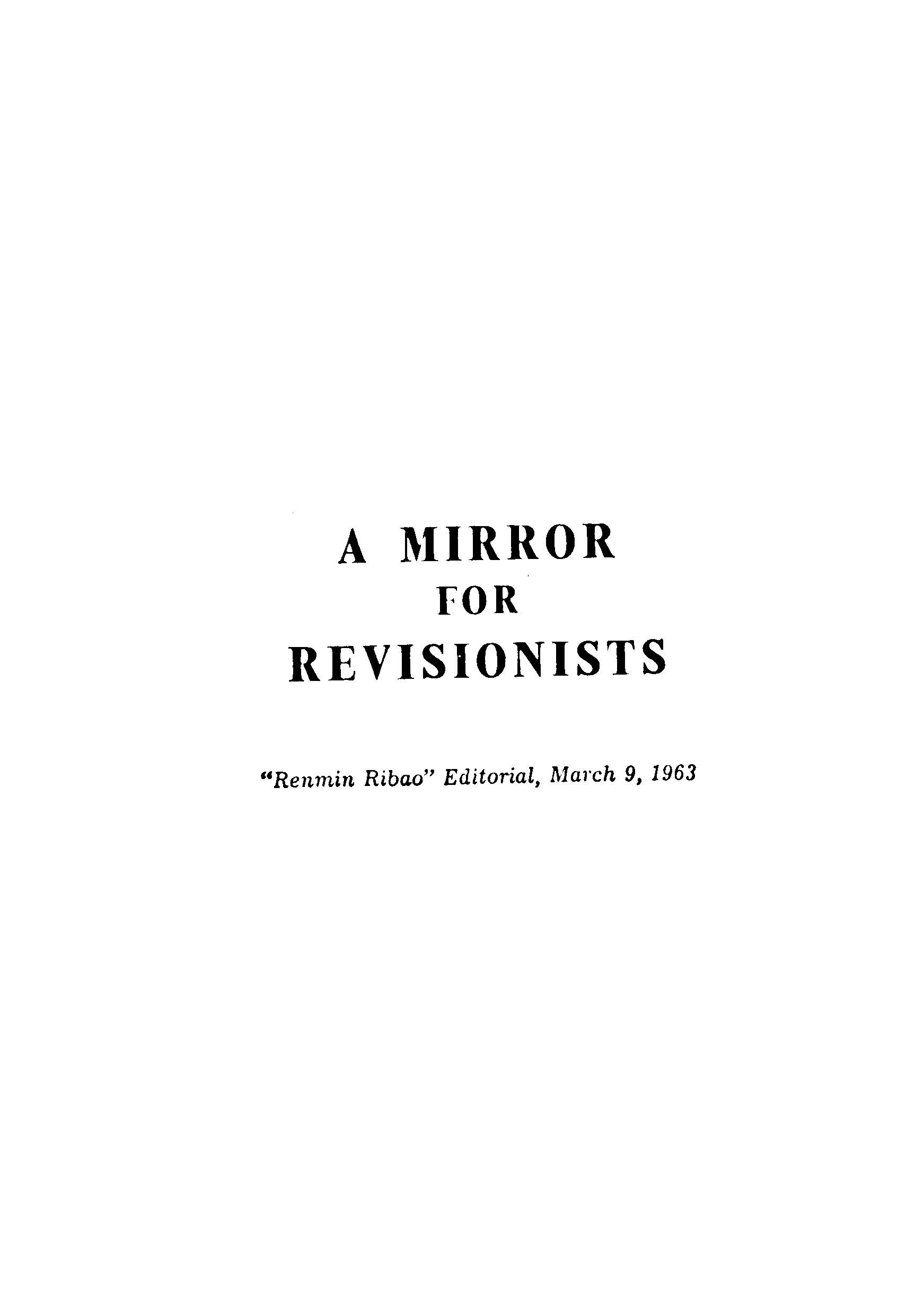 A Mirror For Revisionists