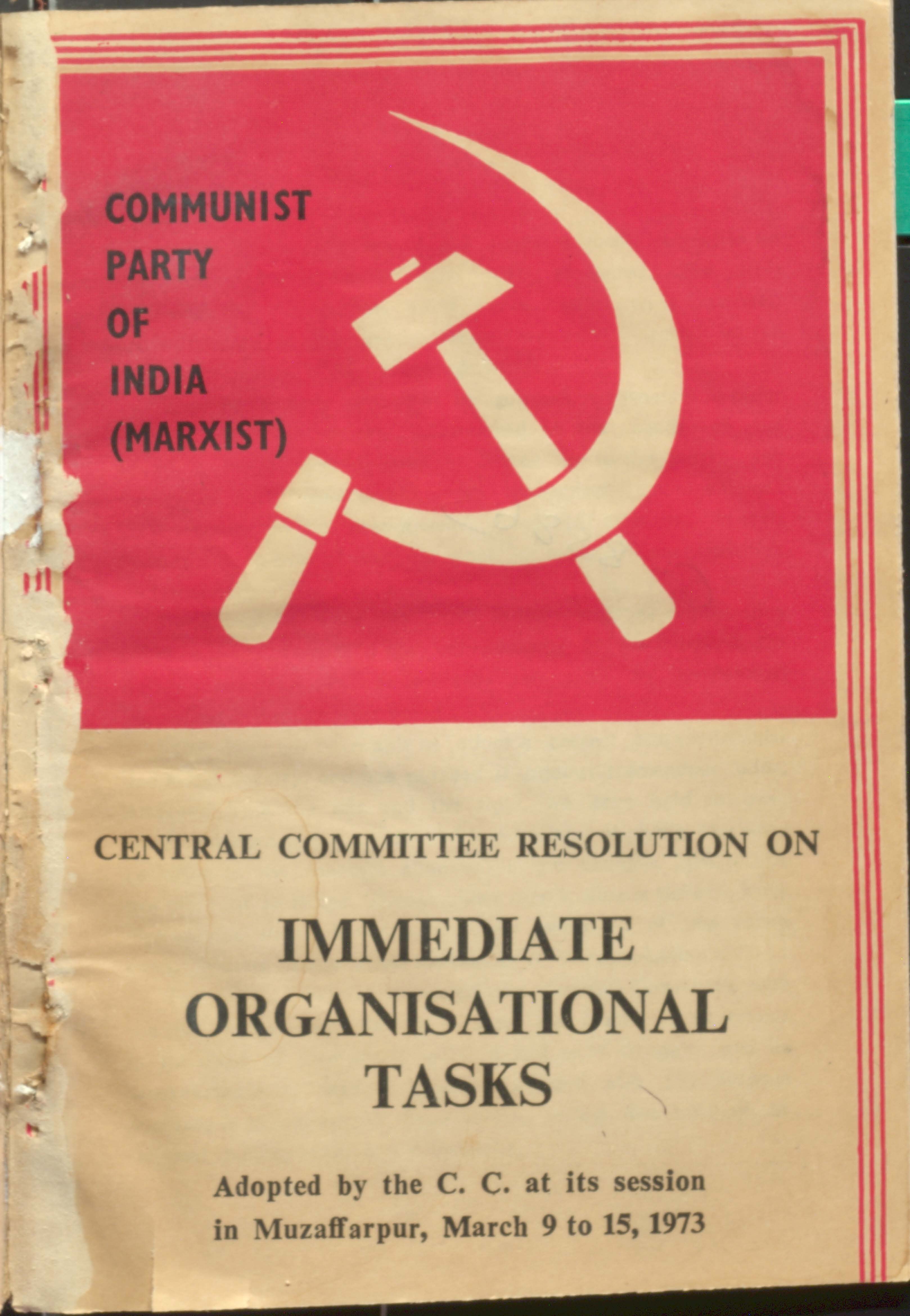 Central Committee Resolution on Immediate Organisational Tasks