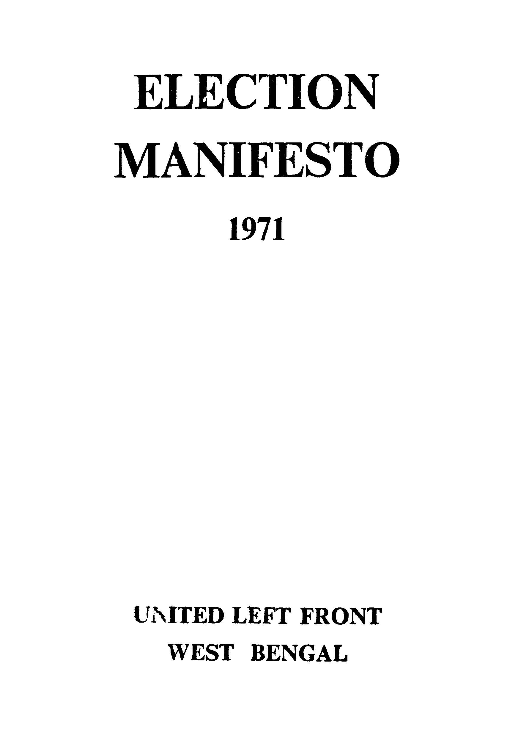 Election Manifesto 1971