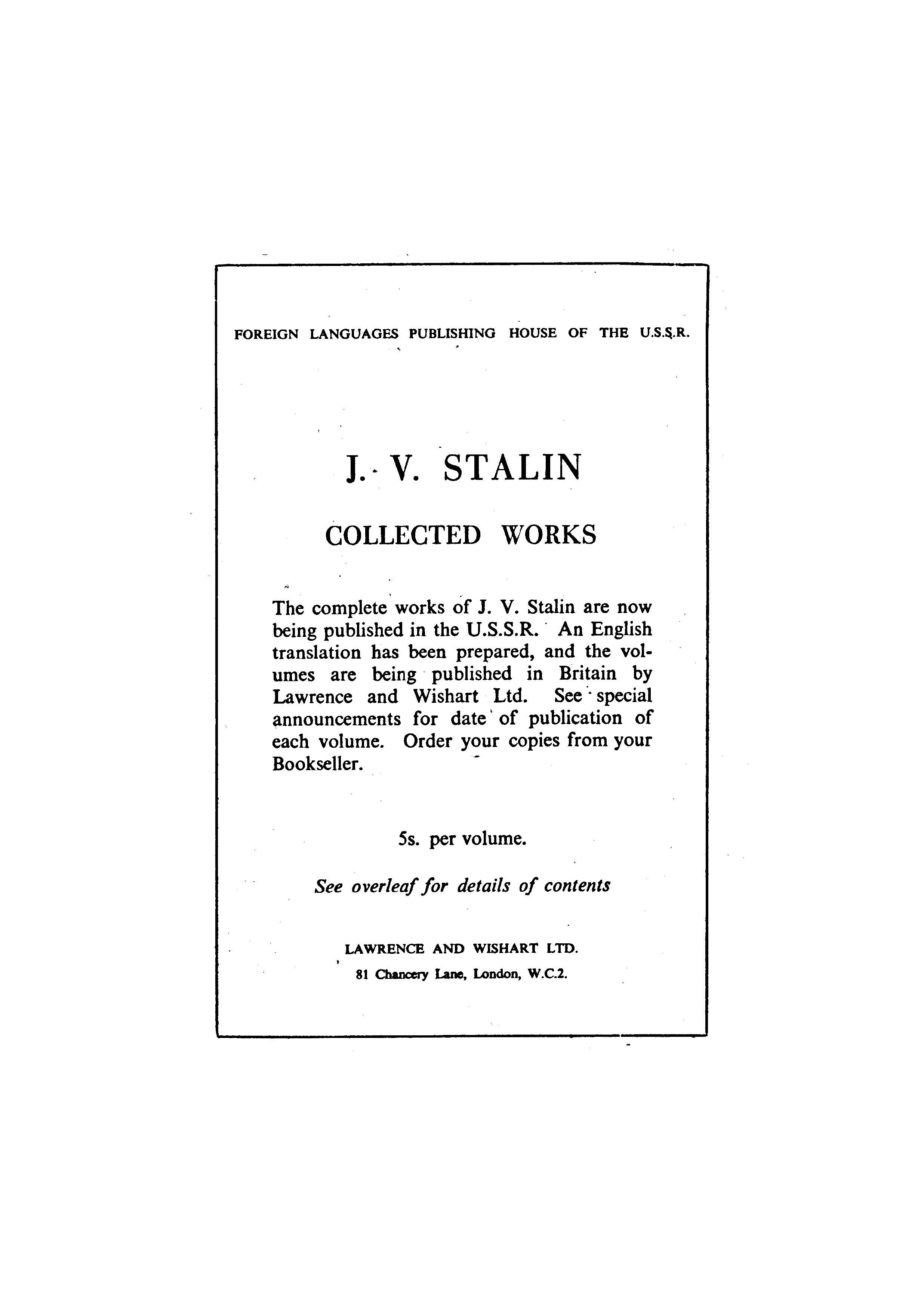 J.V Stalin Collected Works