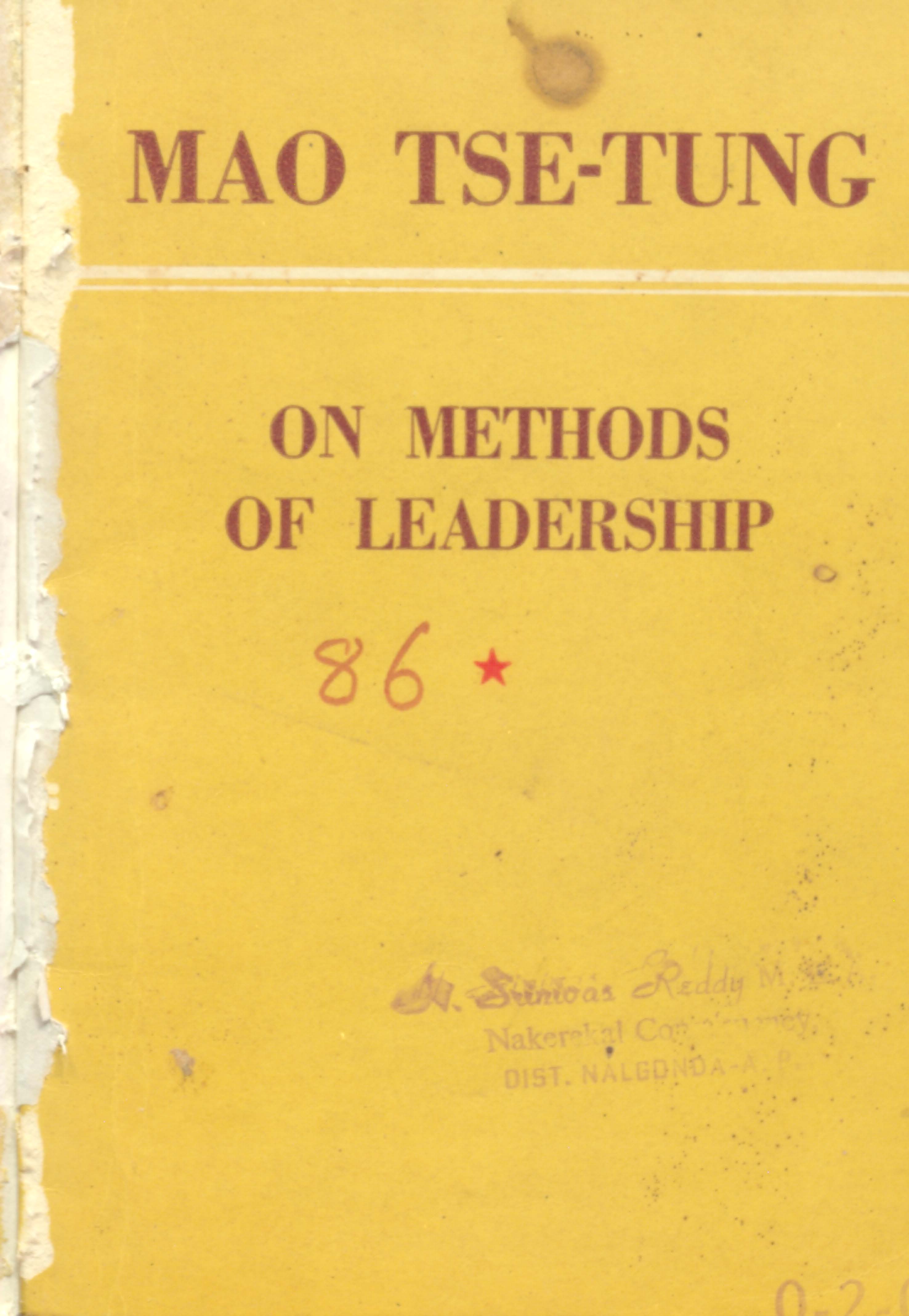 Mao - Tse - Tung On Methods Of Leadership