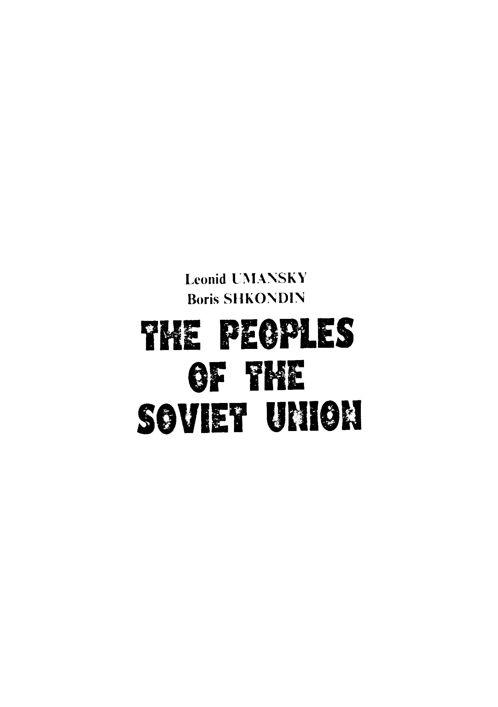 The peoples of the soviet union
