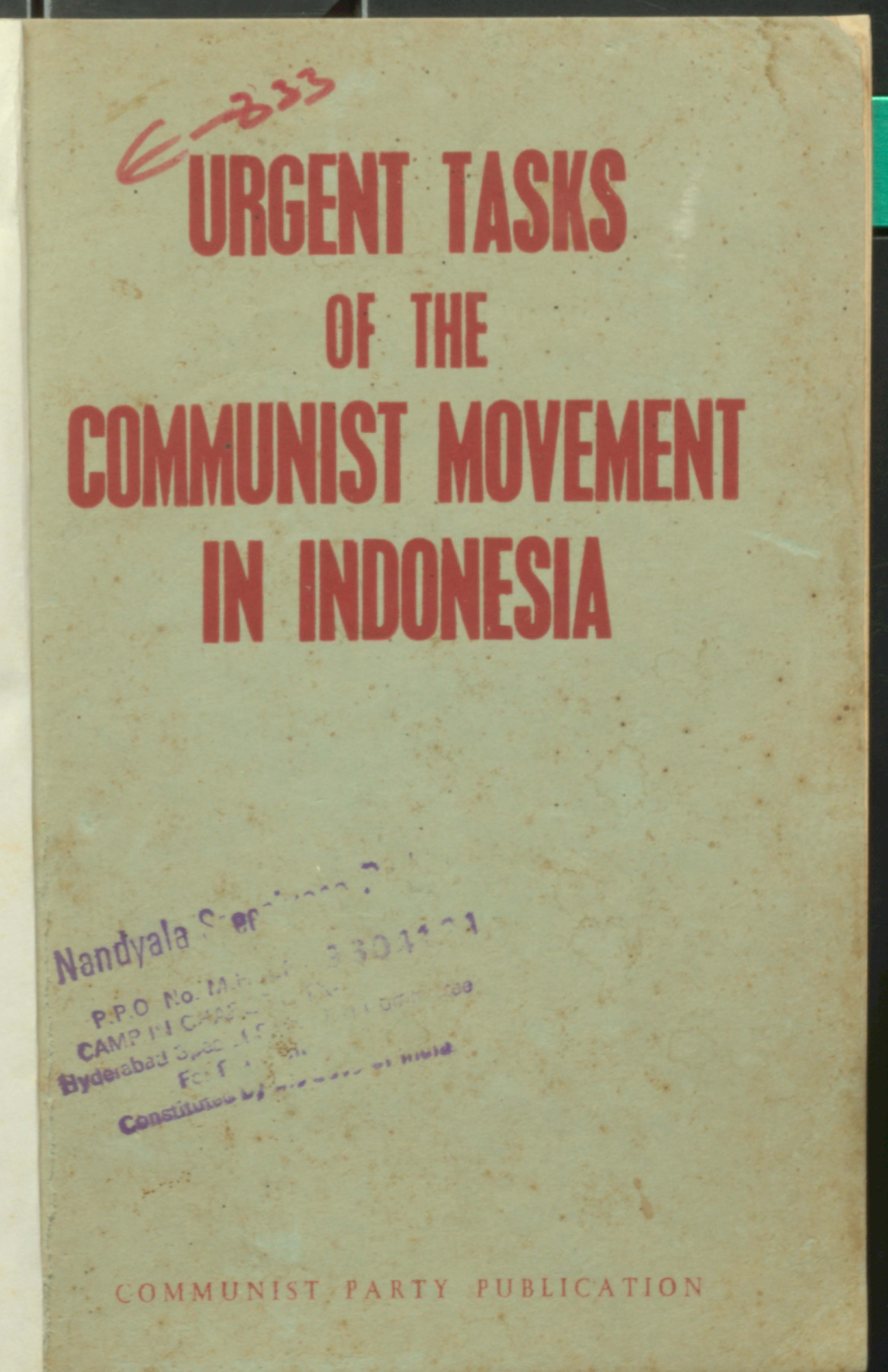 Urgente Tasks of the Communist Movement in Indonesia