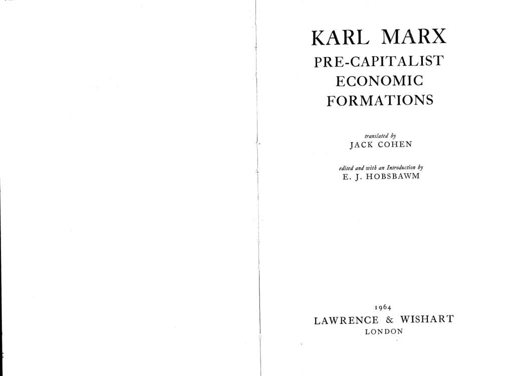 Karl Marx Precapitalist Economic formations