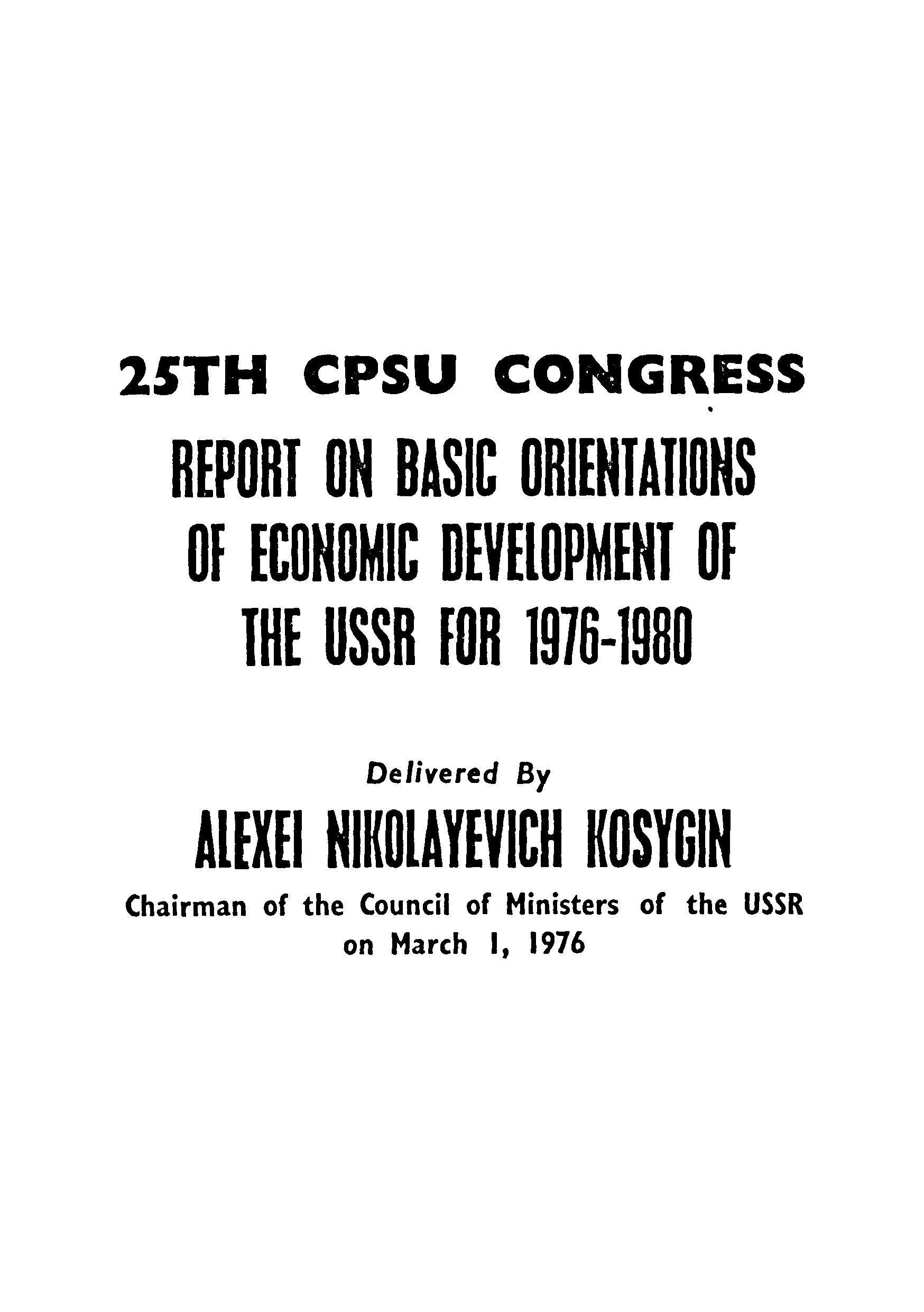 25th CPSU congress report 1976-80