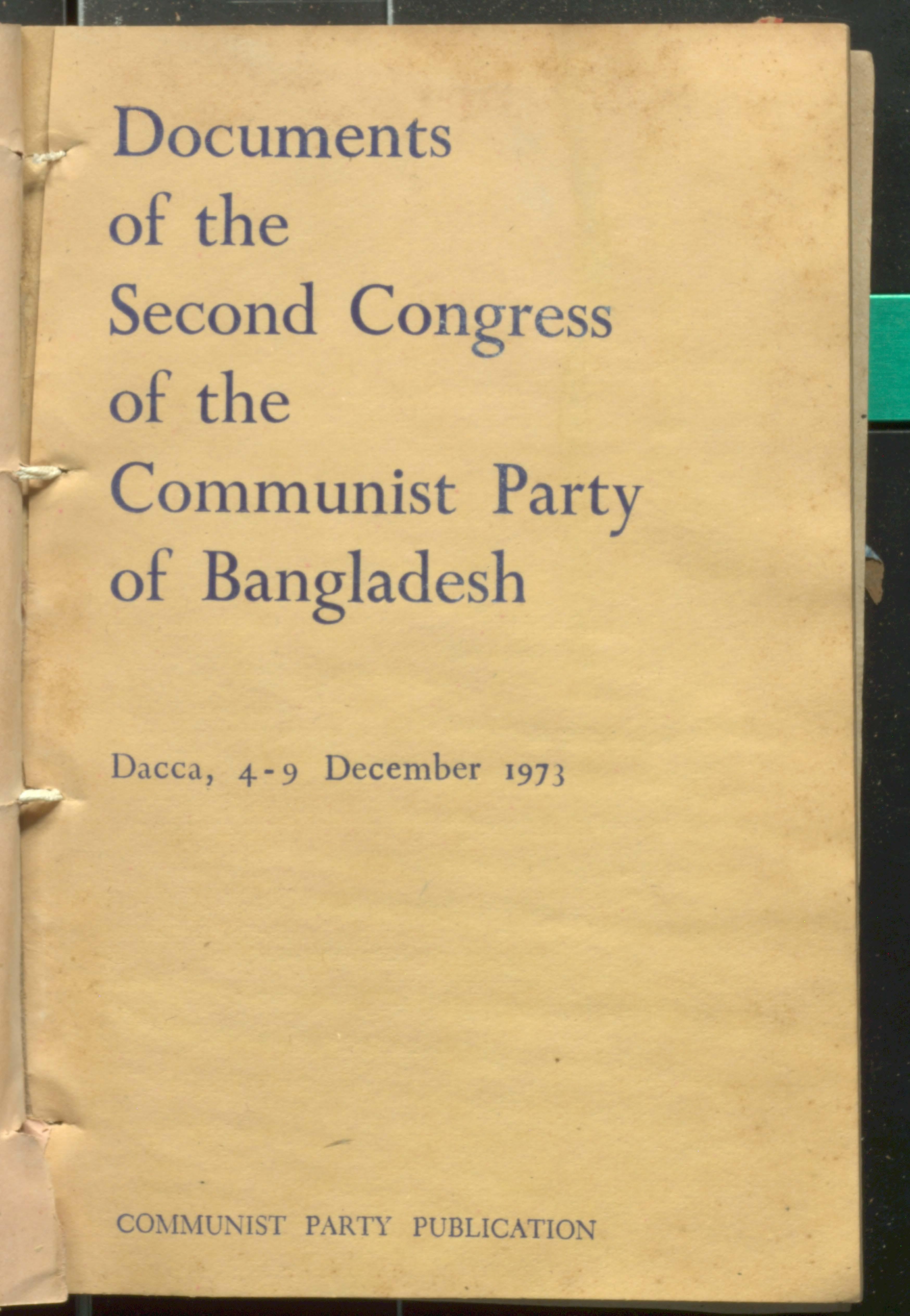 Documents of the second congress of the CPI(M) Bangladesh