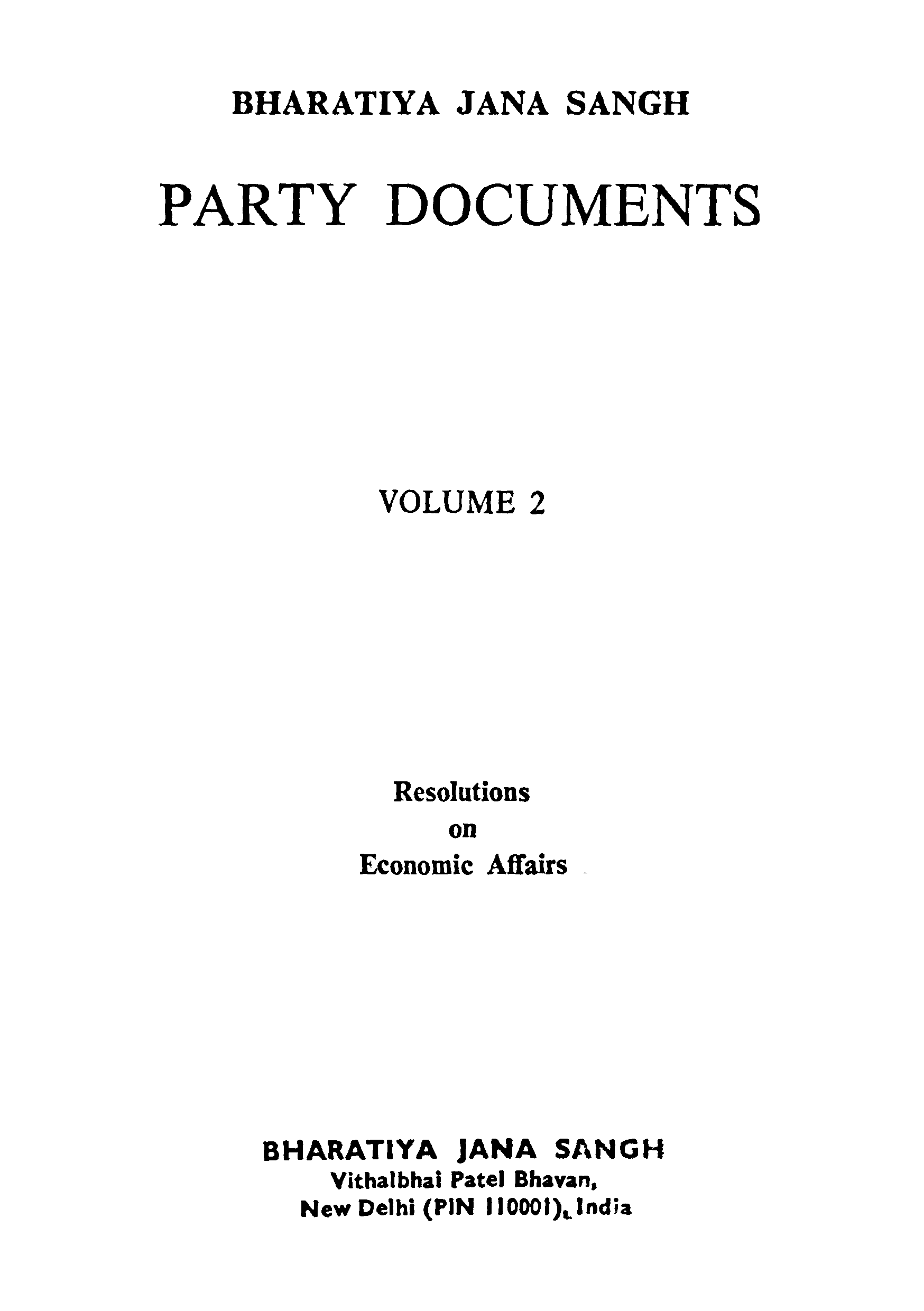 Bharatiya Jana Sangh Party Documents(Vol-2)