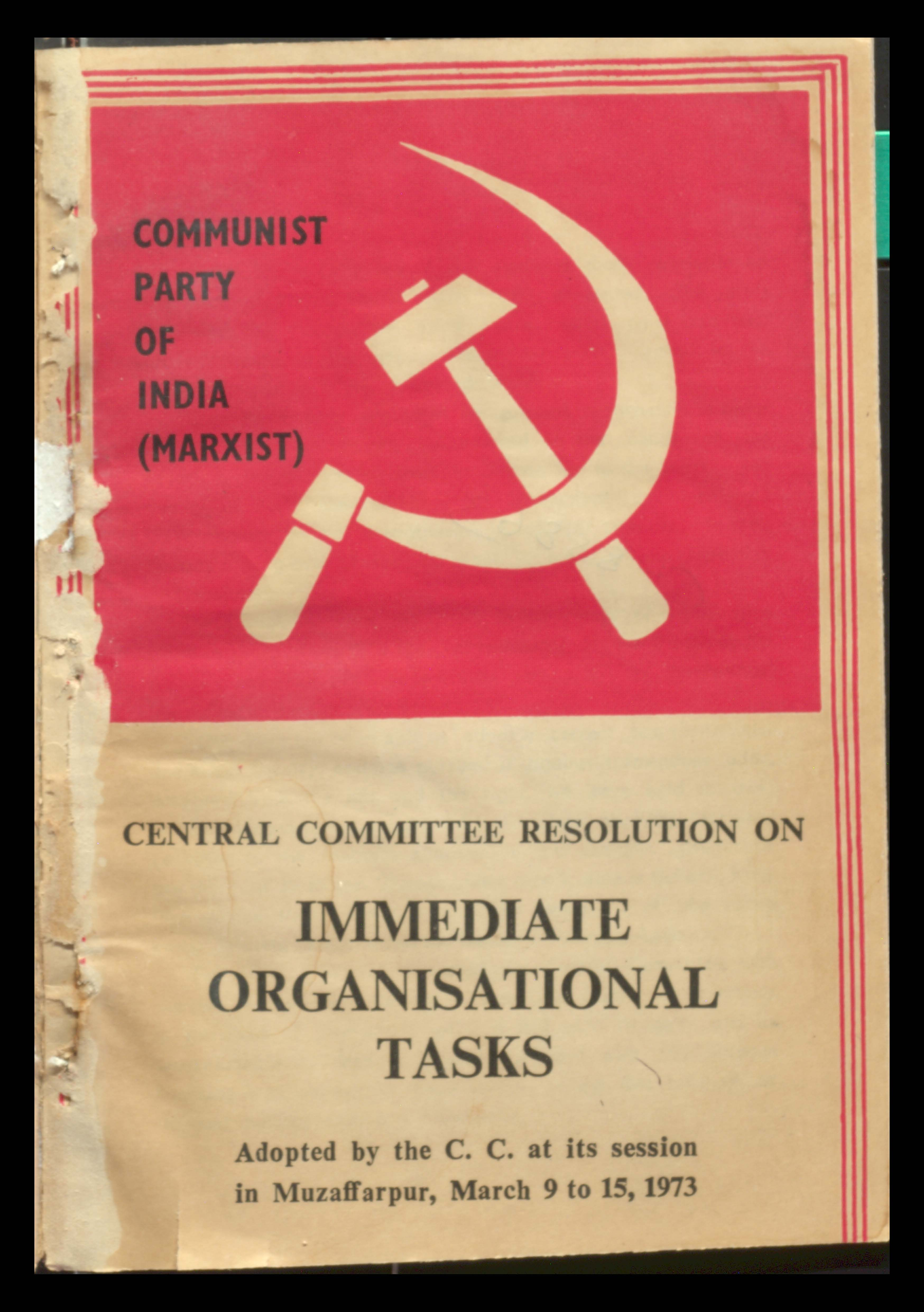 C.C.Resolution Immediate Organisational Task