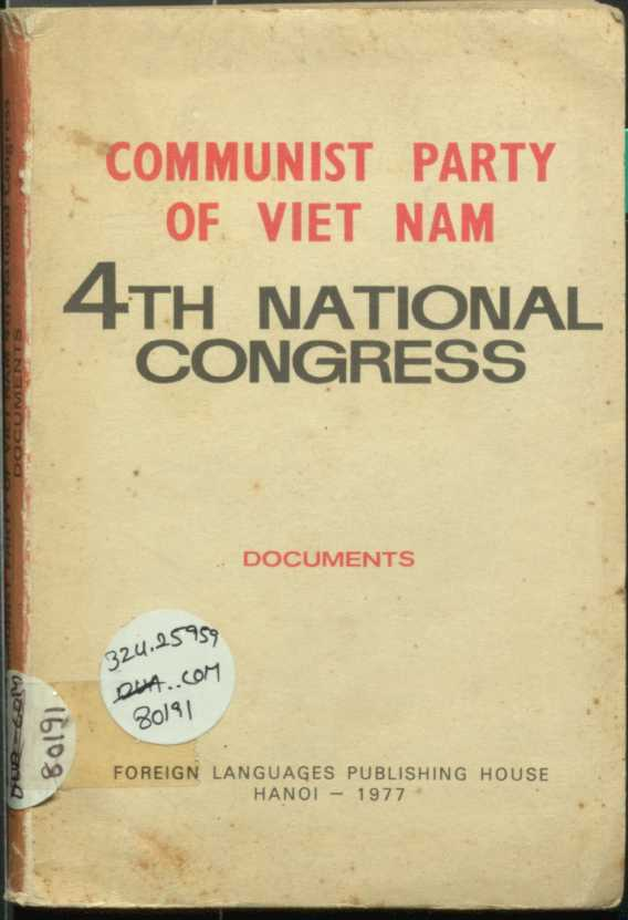 Communist Party Of Viet Nam 4th National Congress Documents