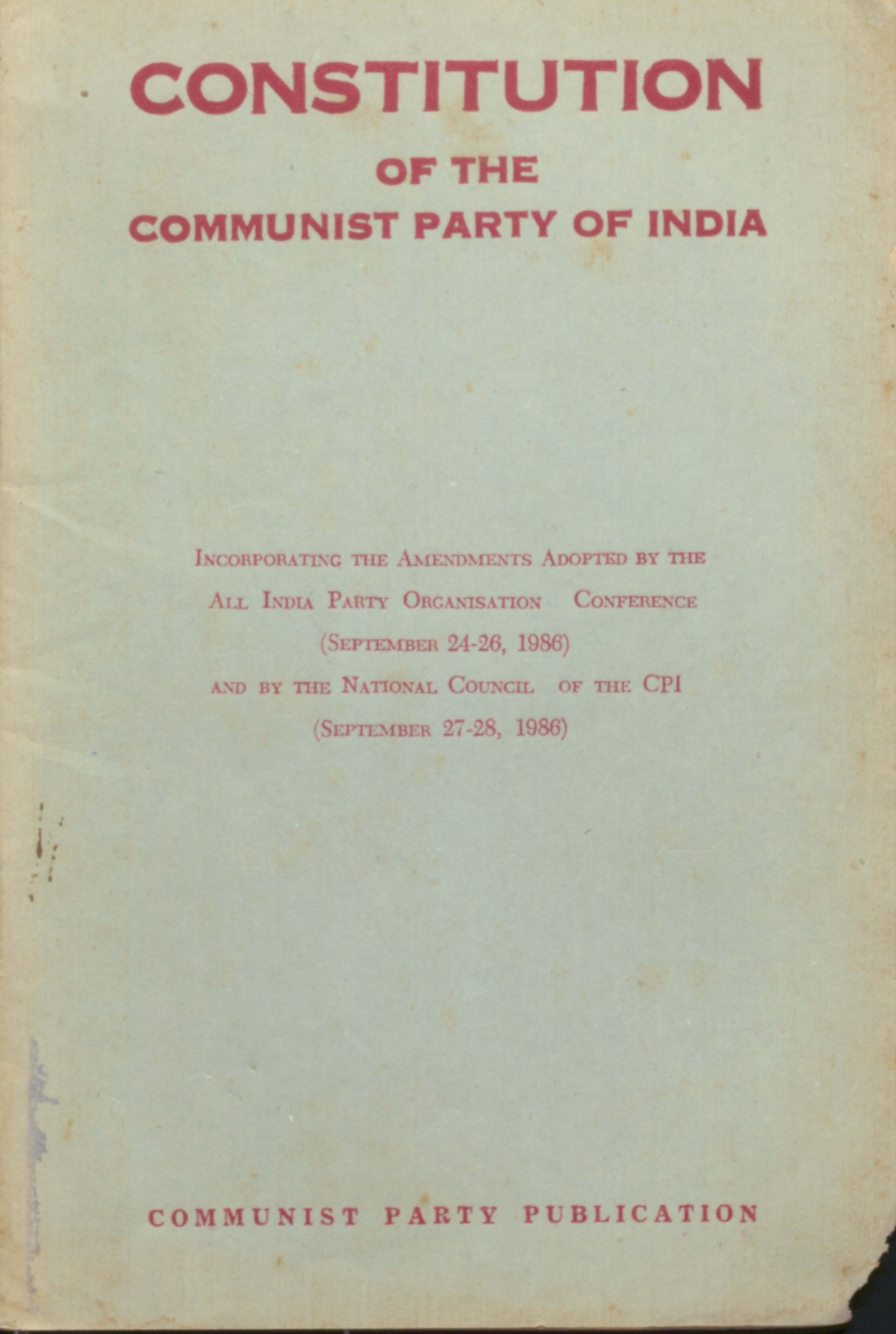 Constitution Of The  CPI