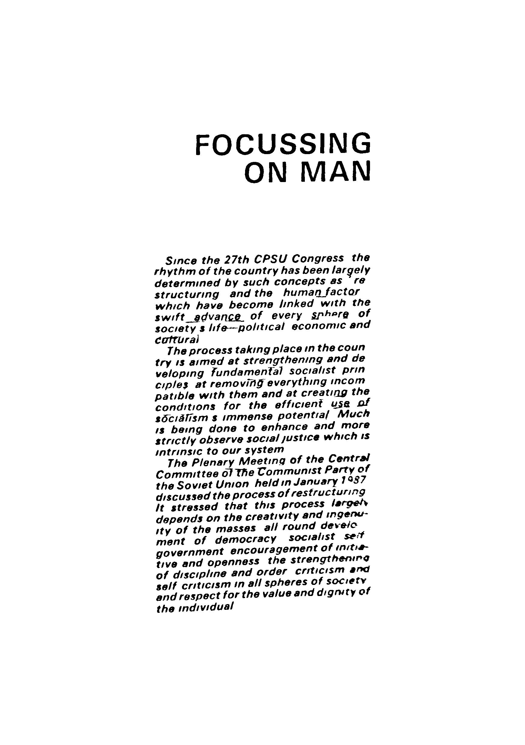 Focusing On Man