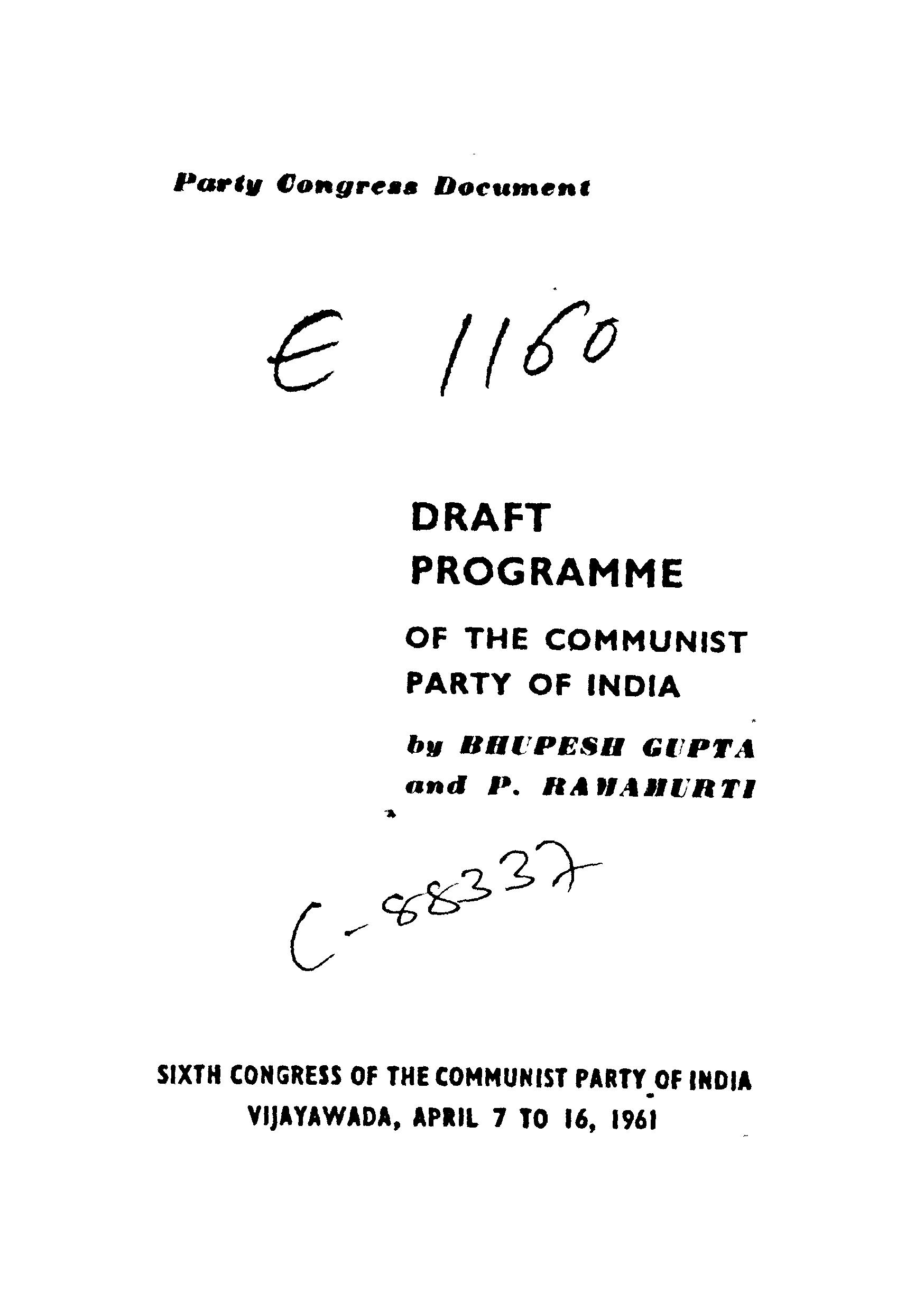 Draft Programme Of the Communist Party Of India 3