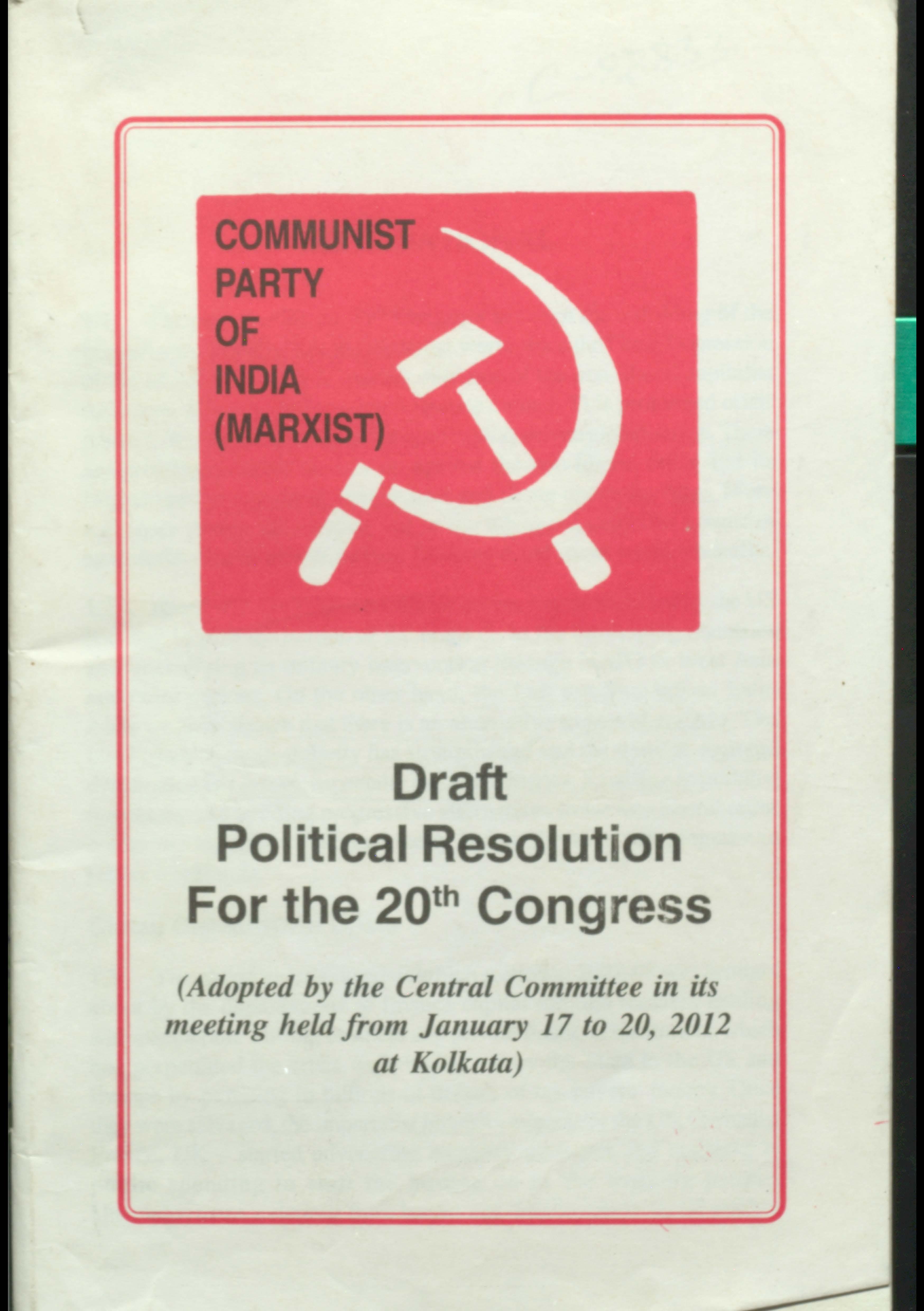 Draft Resolution political for the 20th Congress