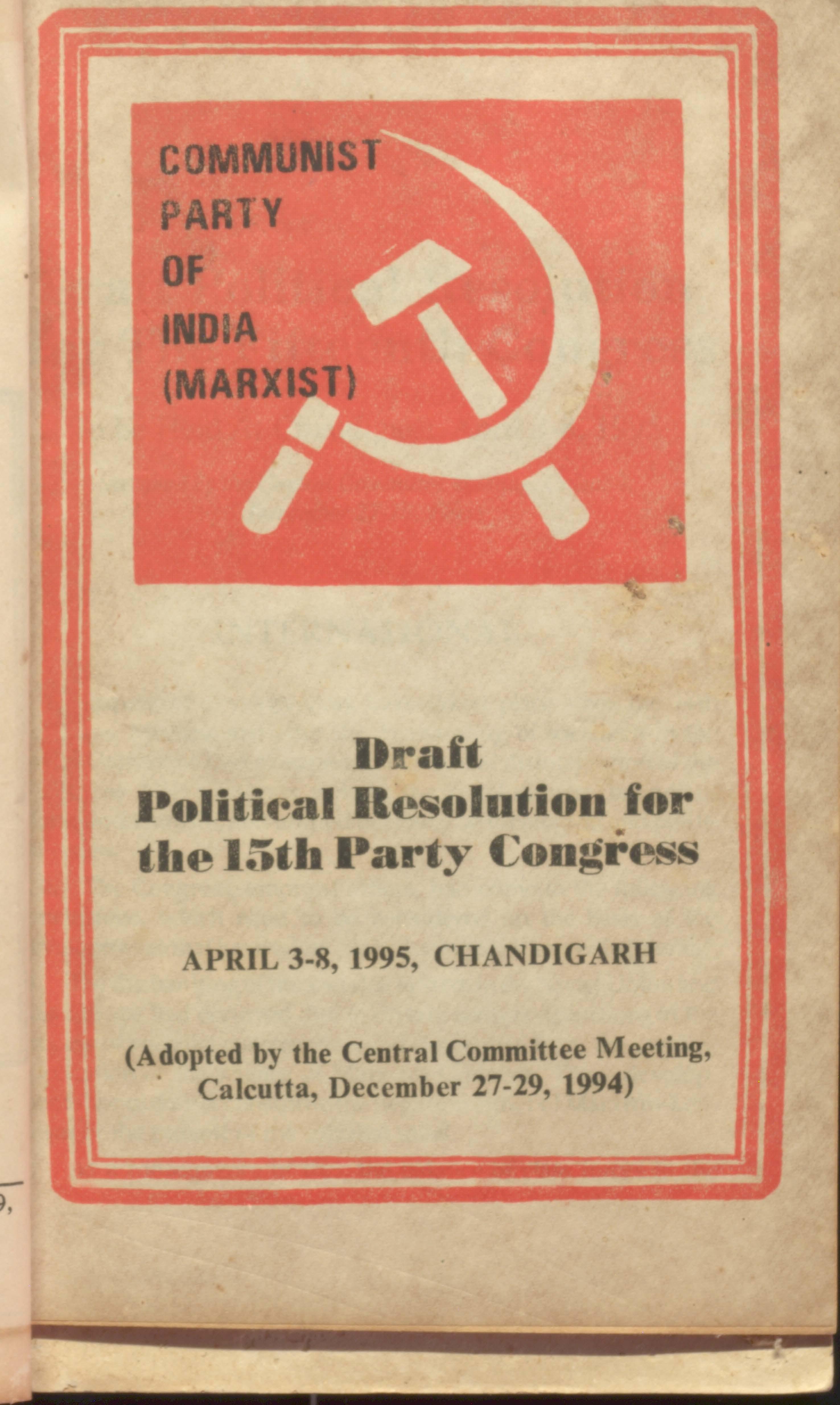 Cpim Draft Political Resolution For the 15th Party Congress