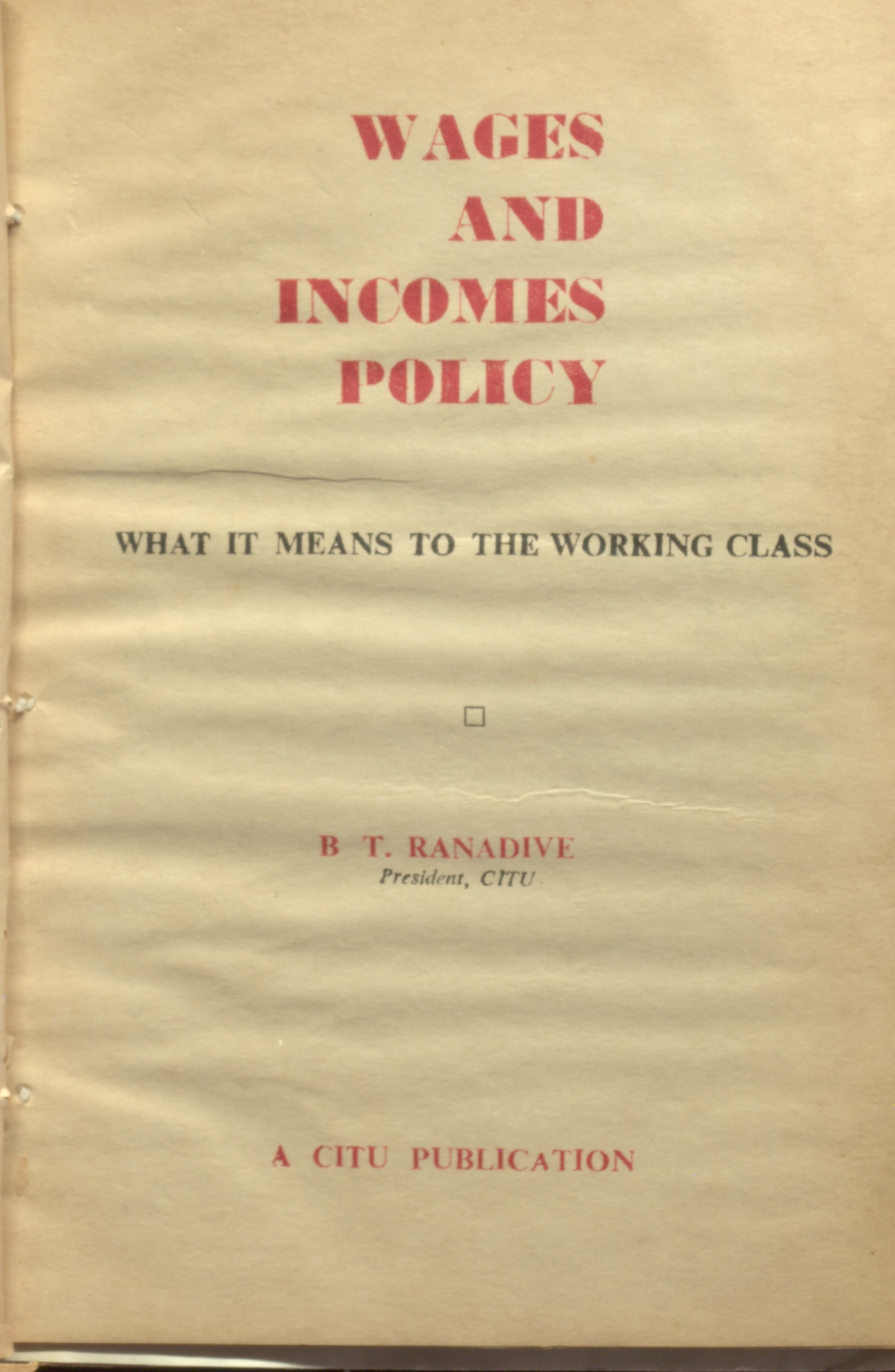 Wages And Income Polciy