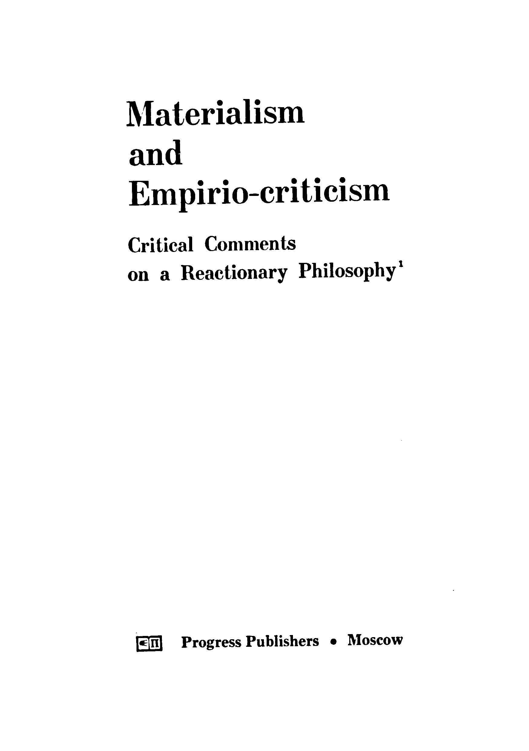  materialisam and empirio-criticism