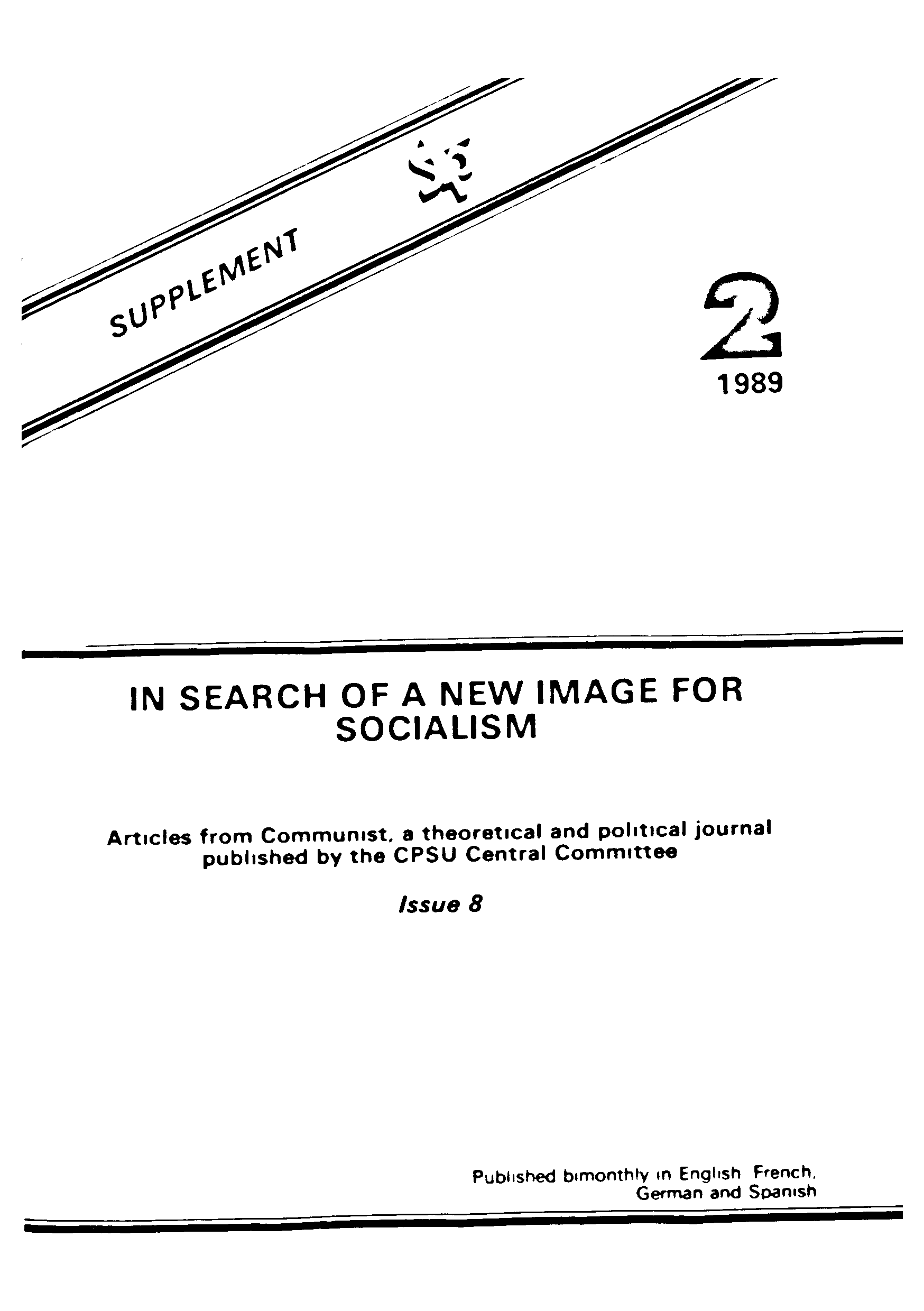 IN search of a new image for socialism (supplement 2 1989 issu-8)