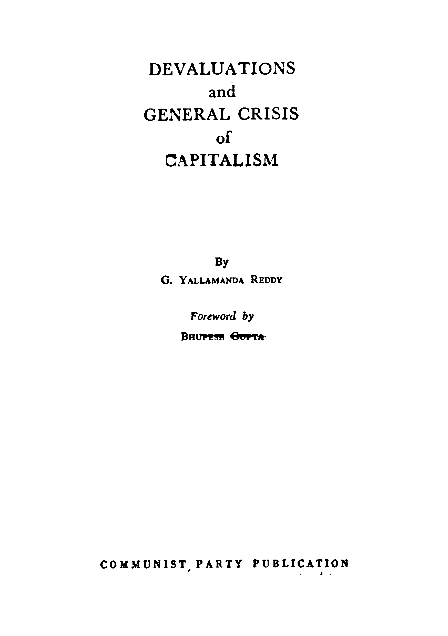 DEVALUTIONS AND GENERAL CRISIS OF CAPITALISM