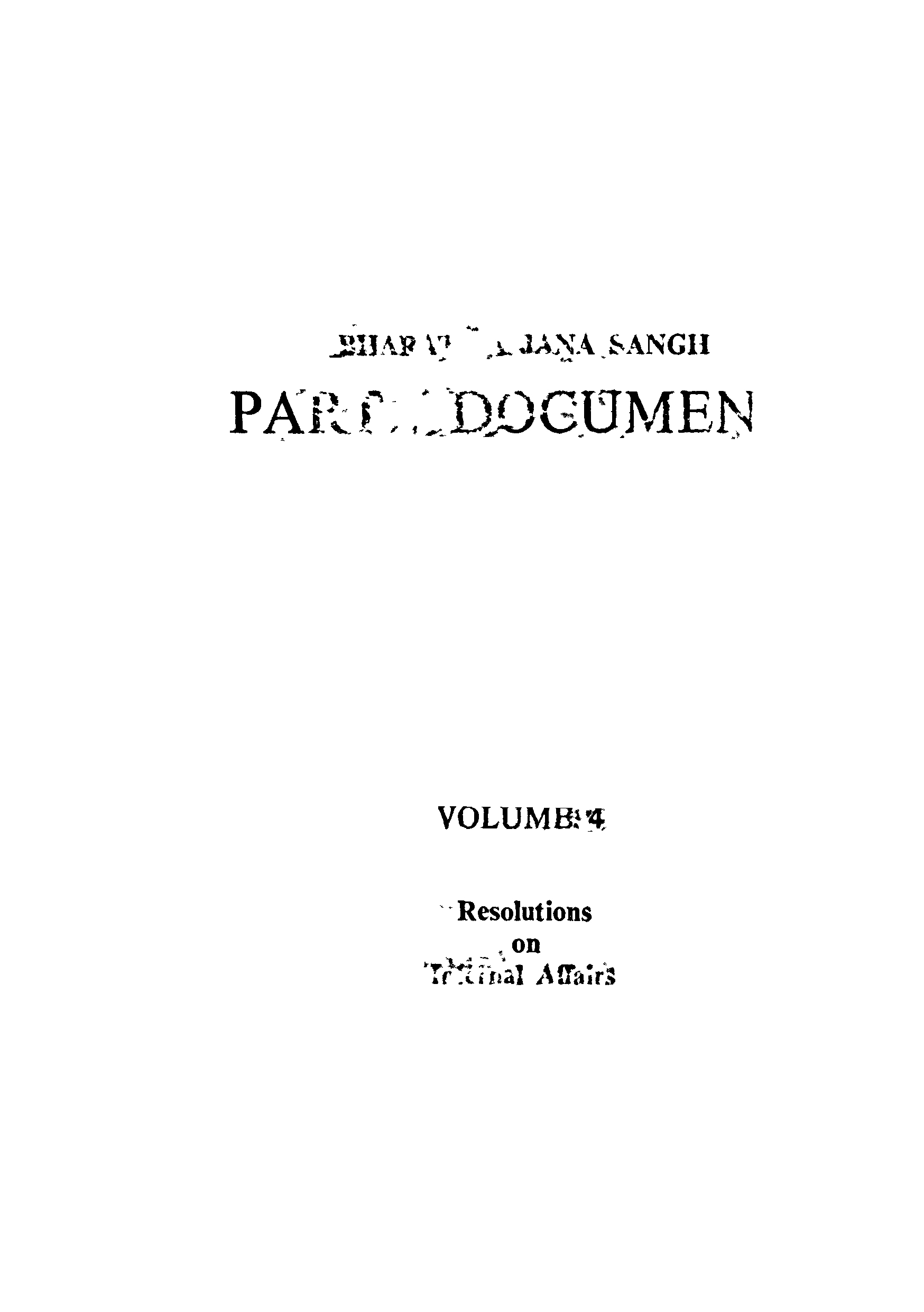 Bharatiya Jana Sangh Party Document Volume -4