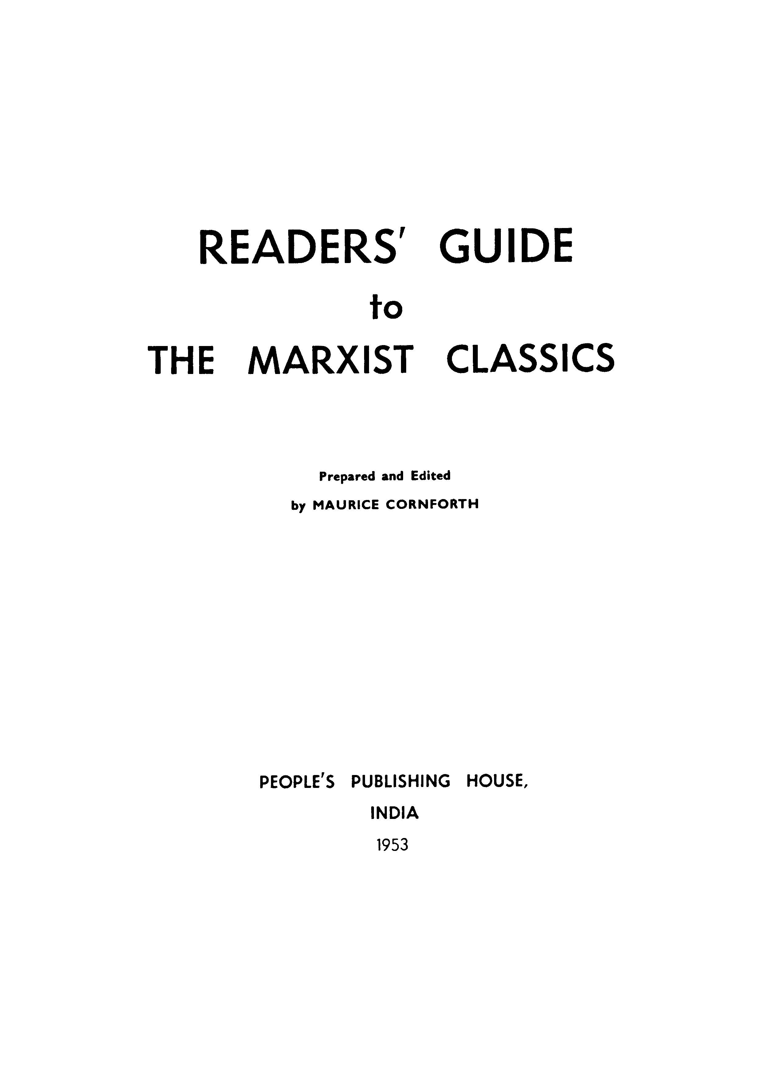 Reader's Guide The Marxist Classics