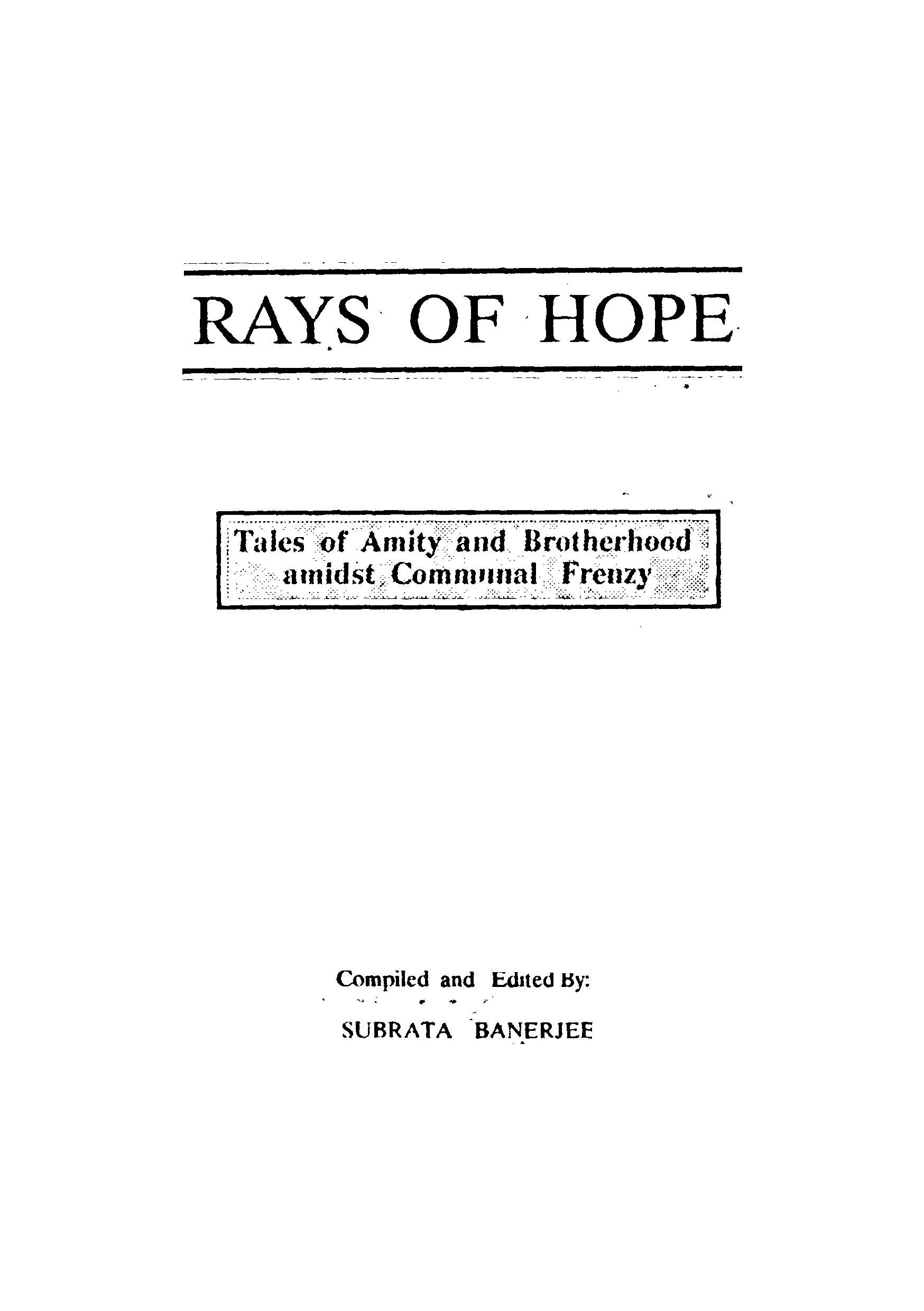 Rays of hope