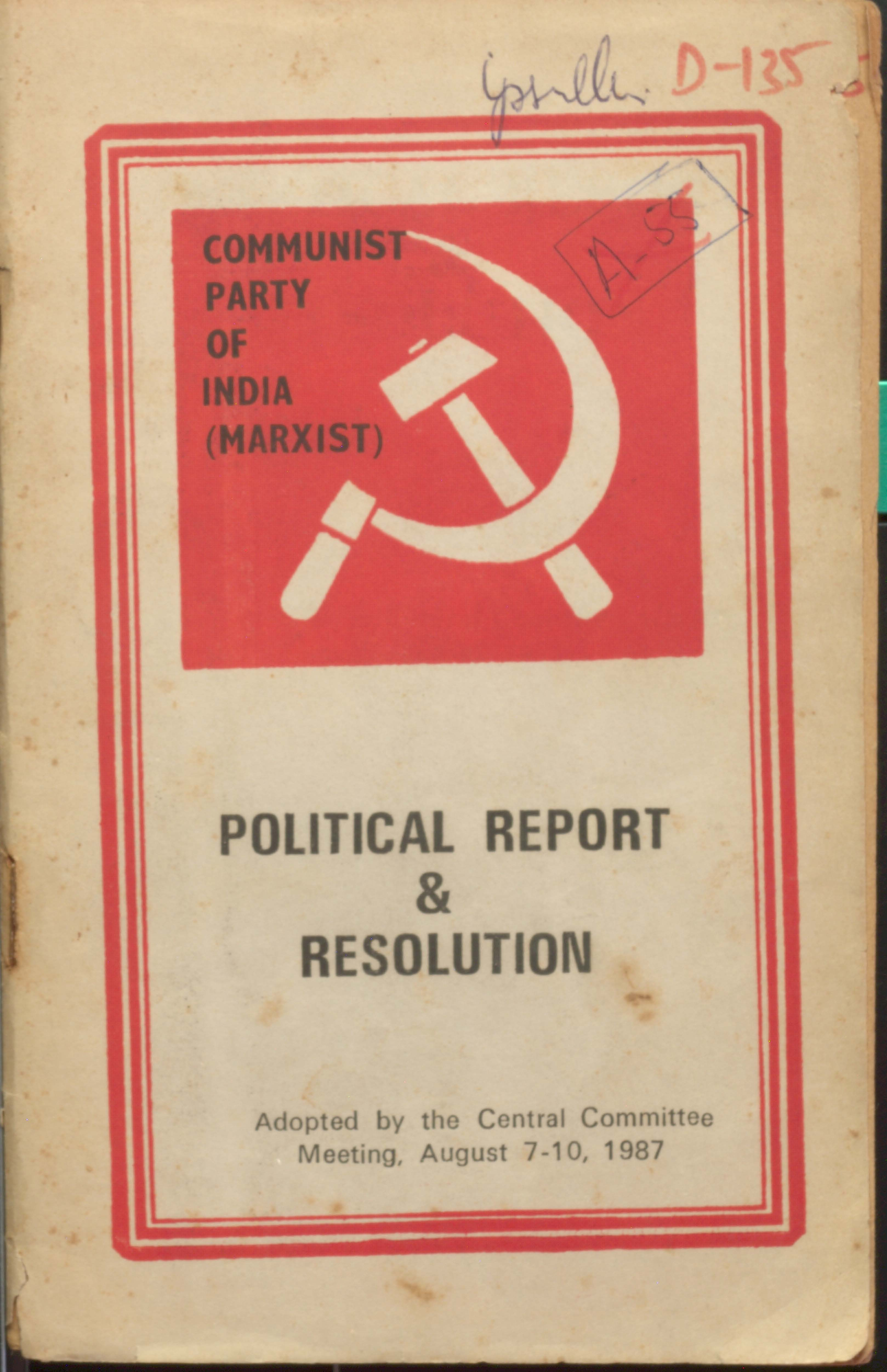 Political Report & Resolution [August 7-10, 1987]
