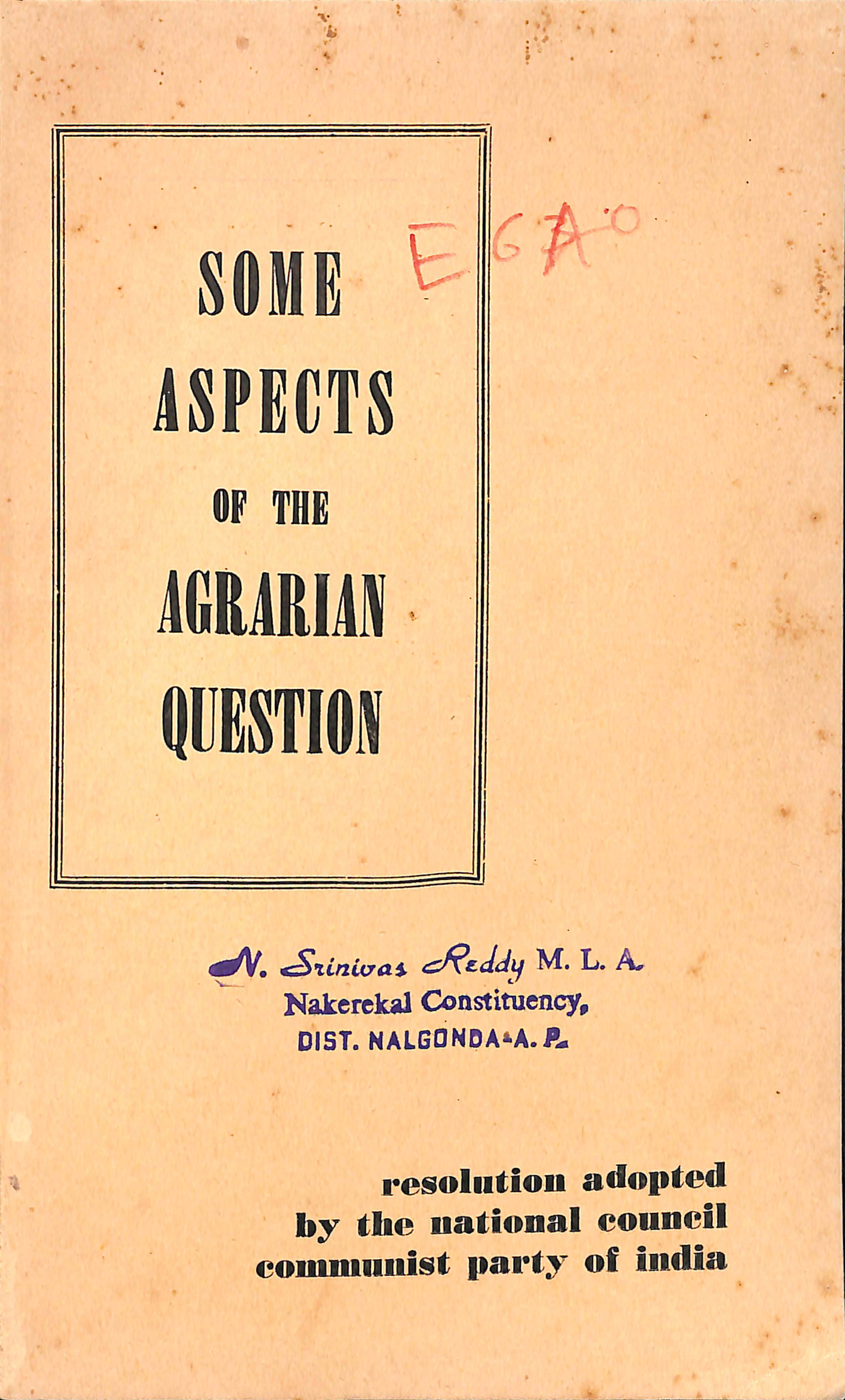 Some aspects of the agrarian question