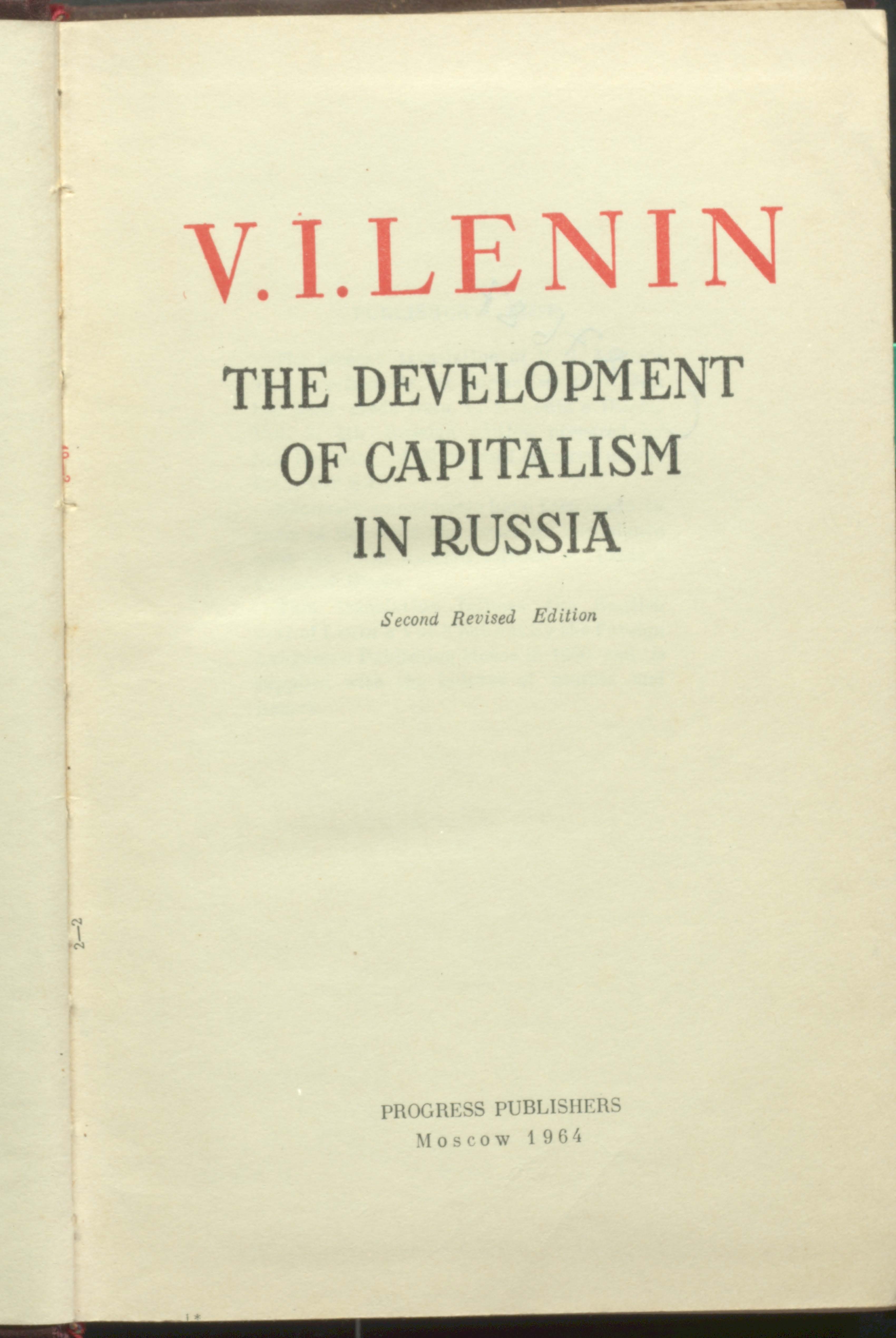 V.L.Lenin the development of capitalism in russia