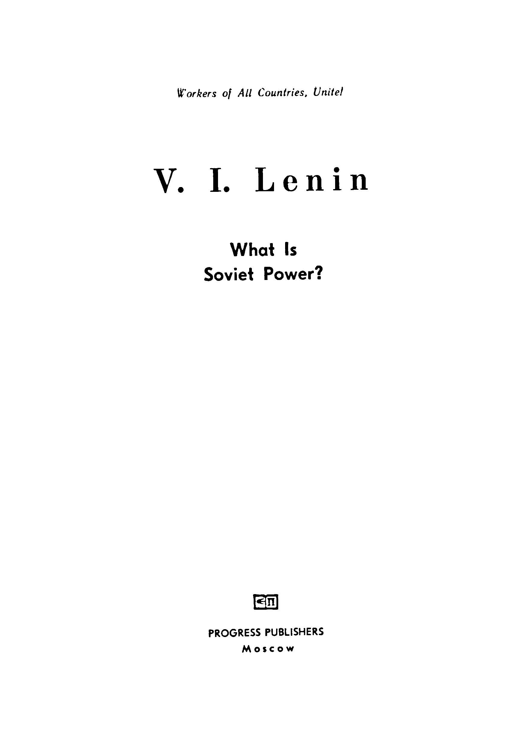 V.L.Lenin what is soviet power?