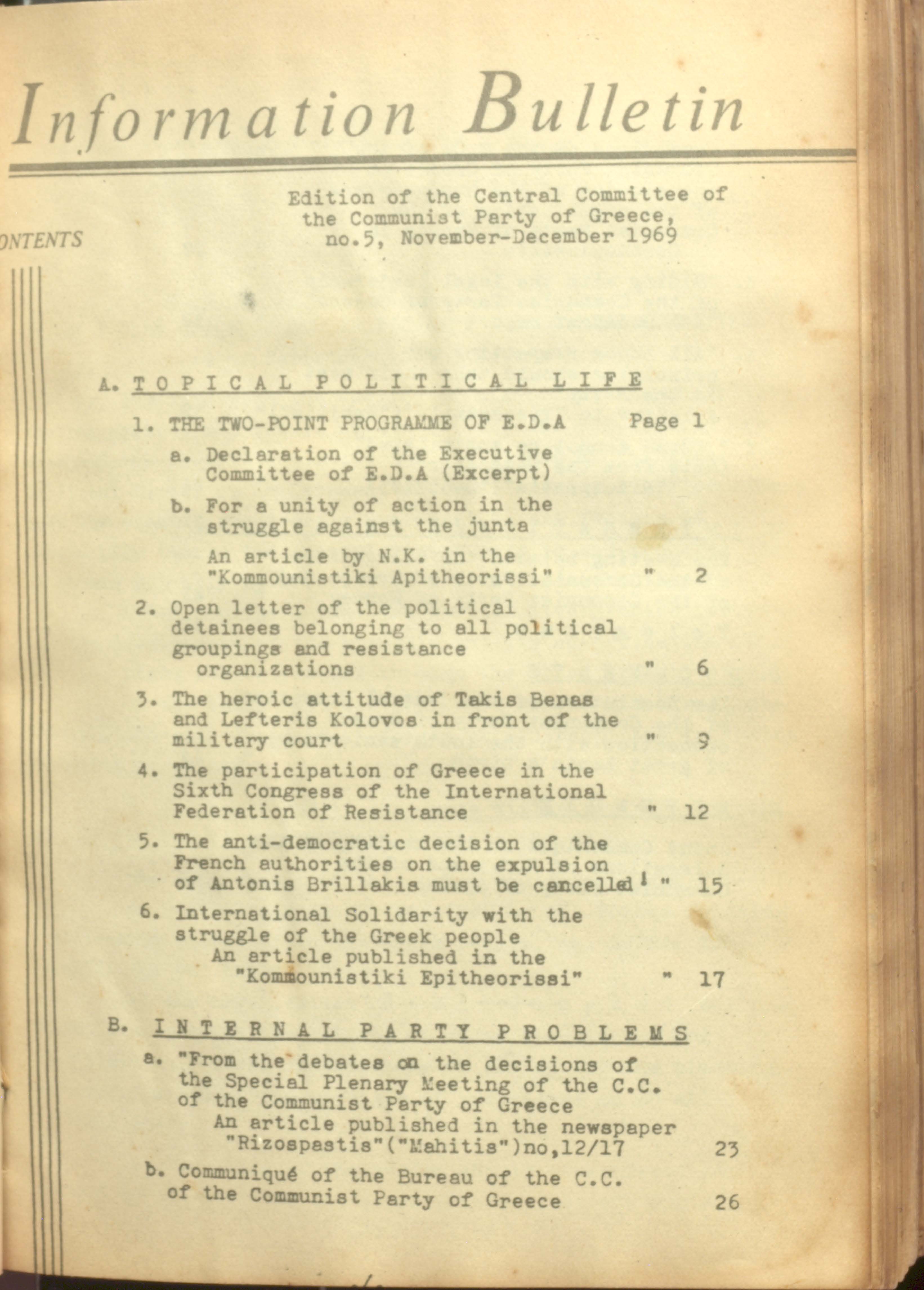 Information bulletion no.5,nov-dec 1969