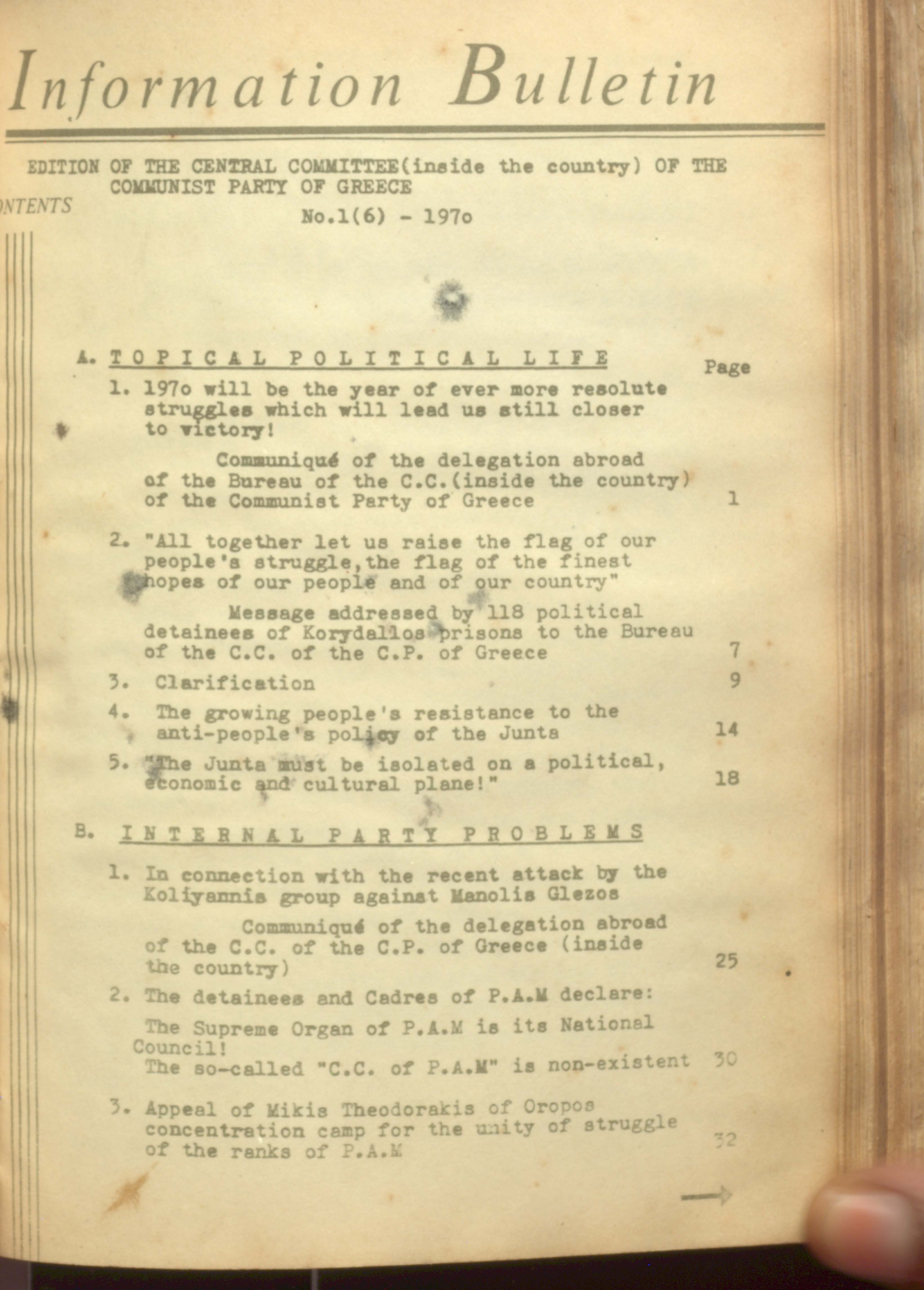Information bulletion no.1(6)1970