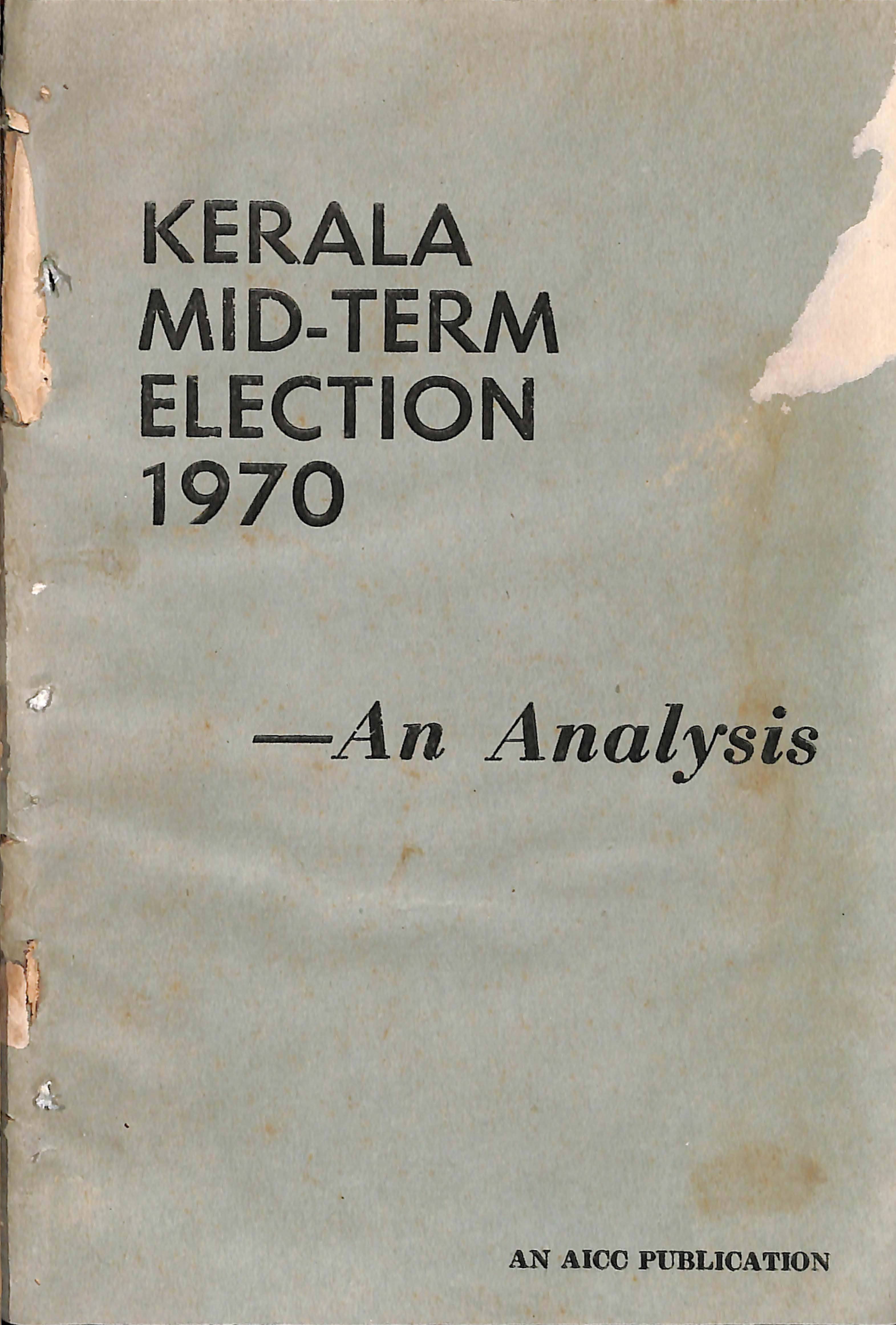 Kerala mid-term election 1970 an analysis