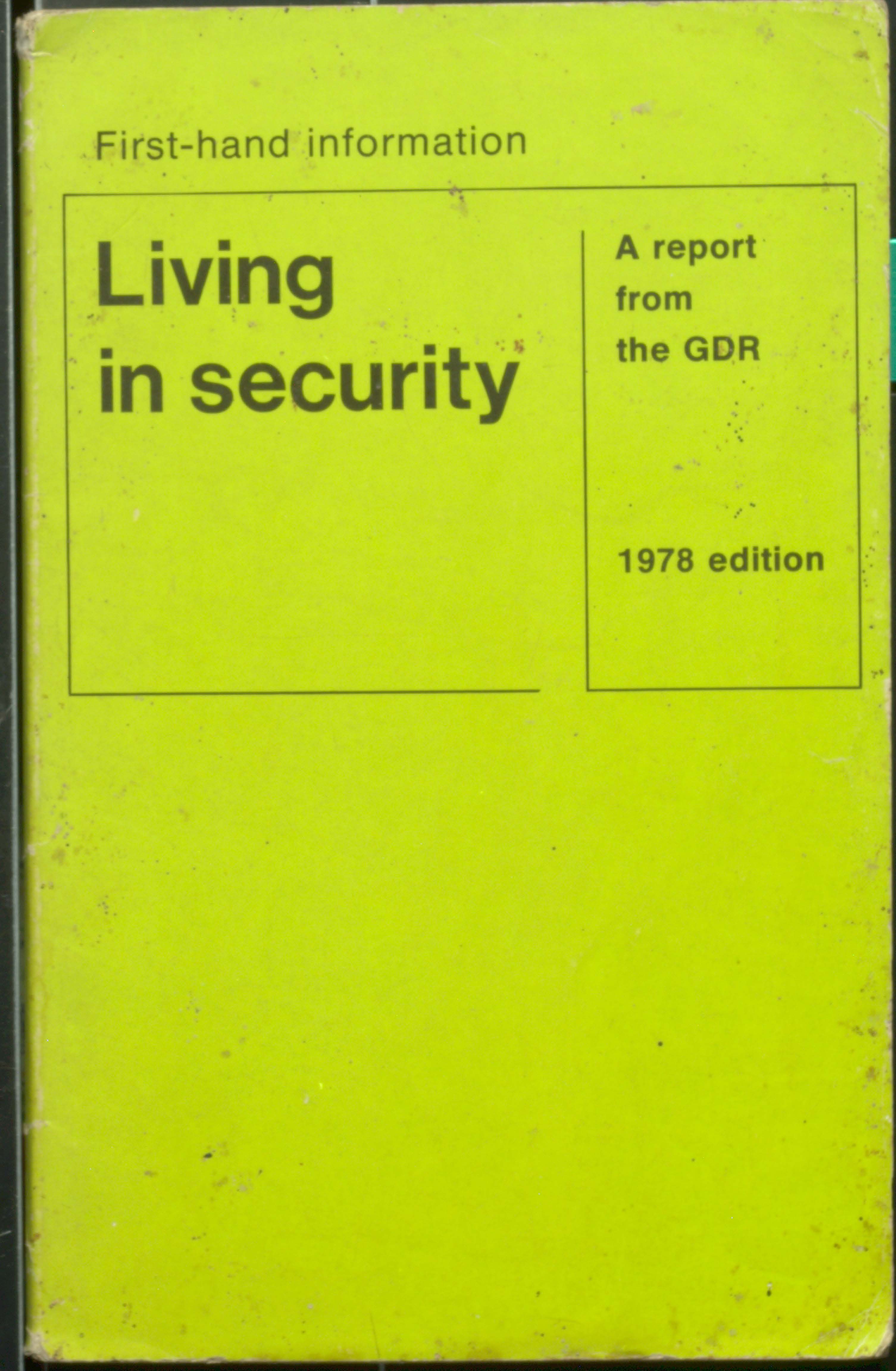 Living in security a report from the GDR 1978 edition