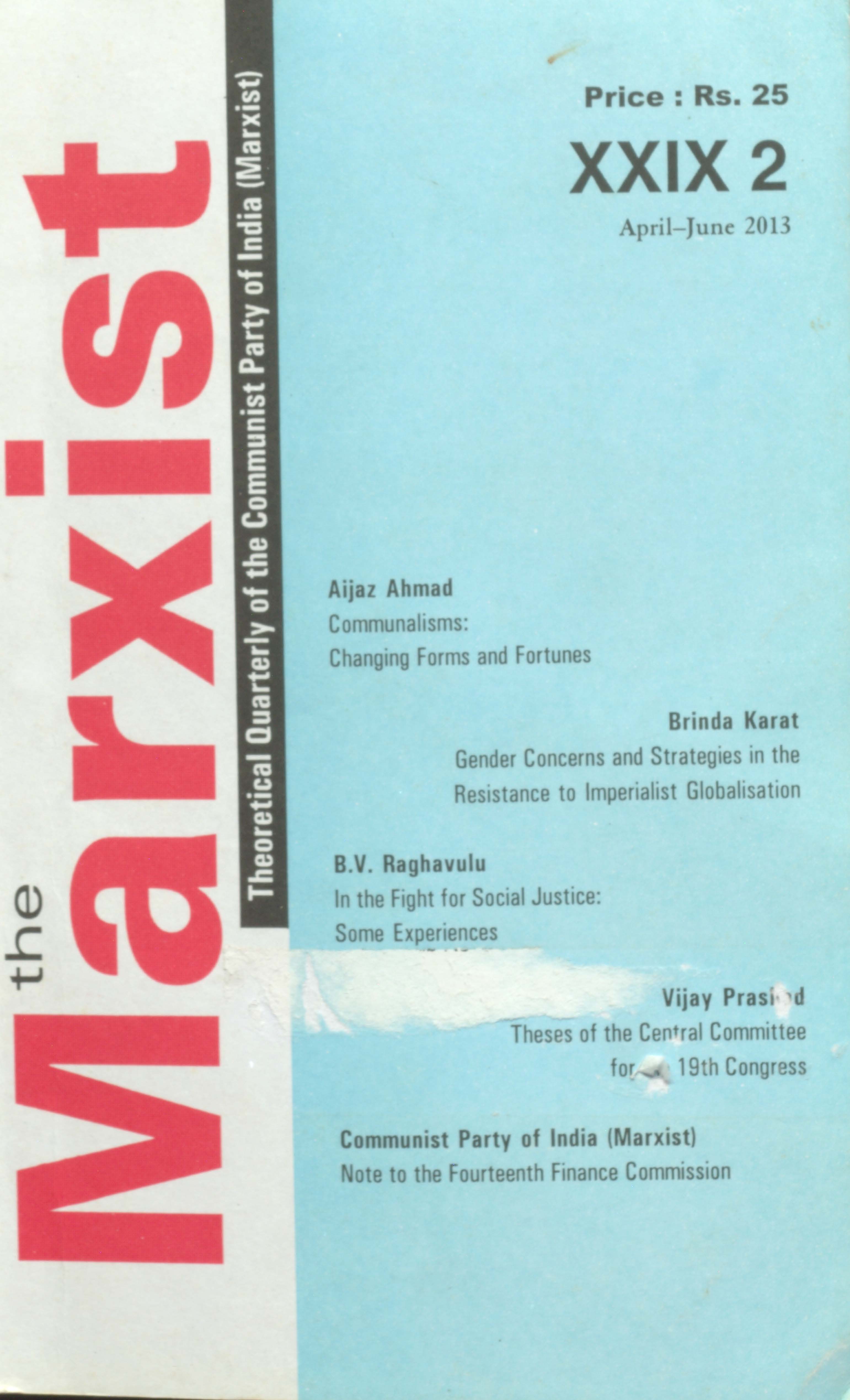 The marxist(XXIX 2 april-june 2013)