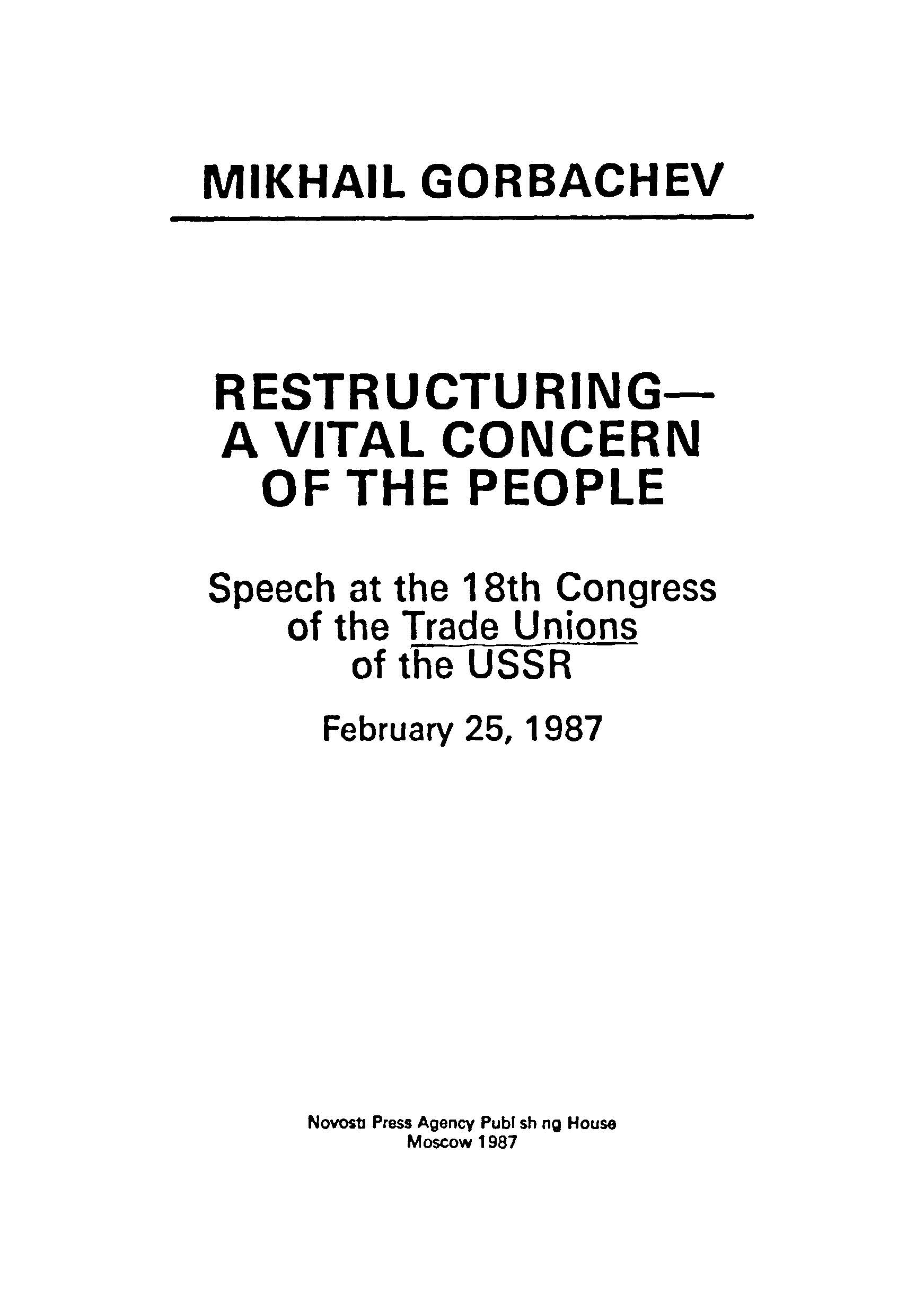 Restructuring -A vital concern of the people