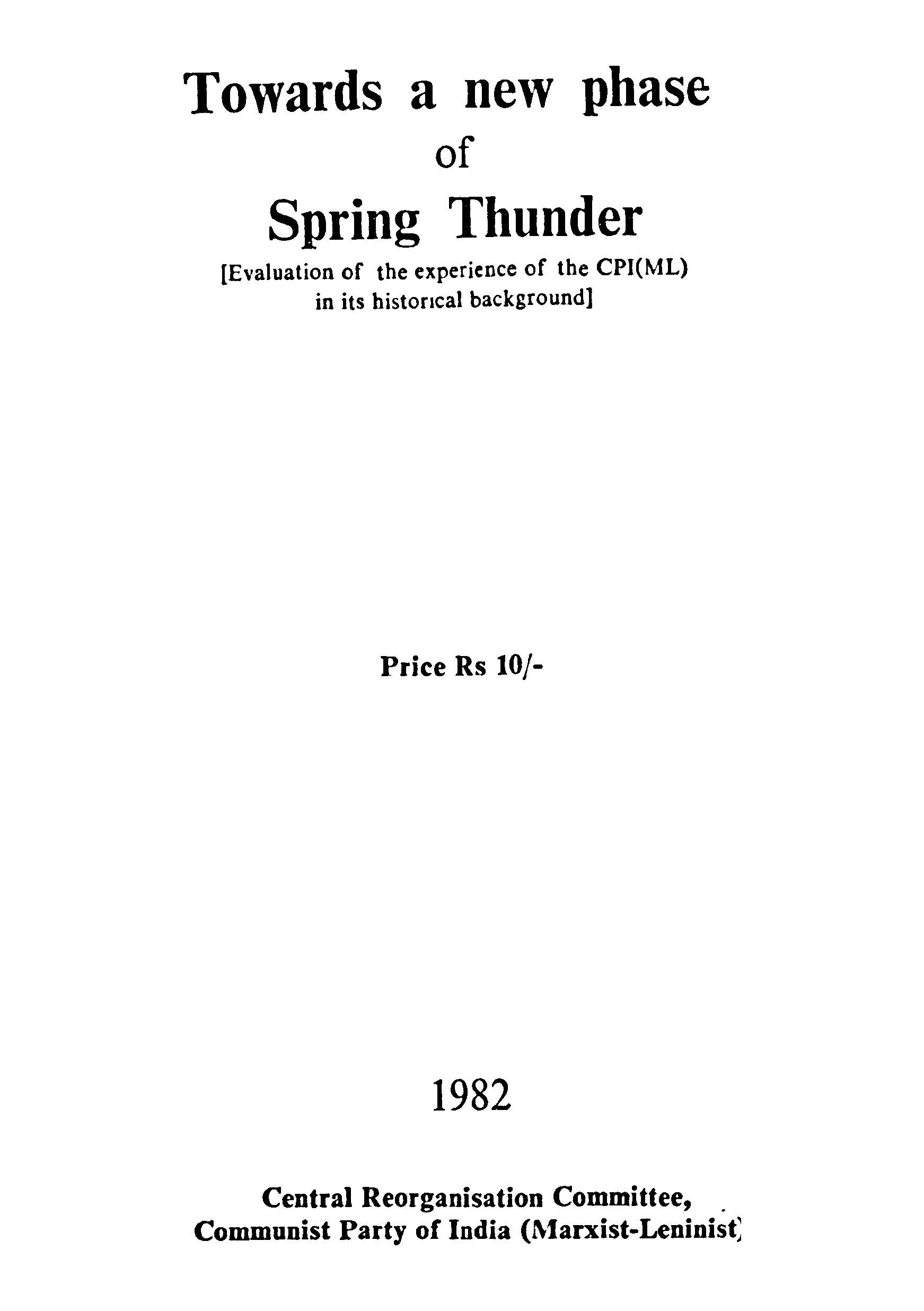Towards a new phase of spring thunder