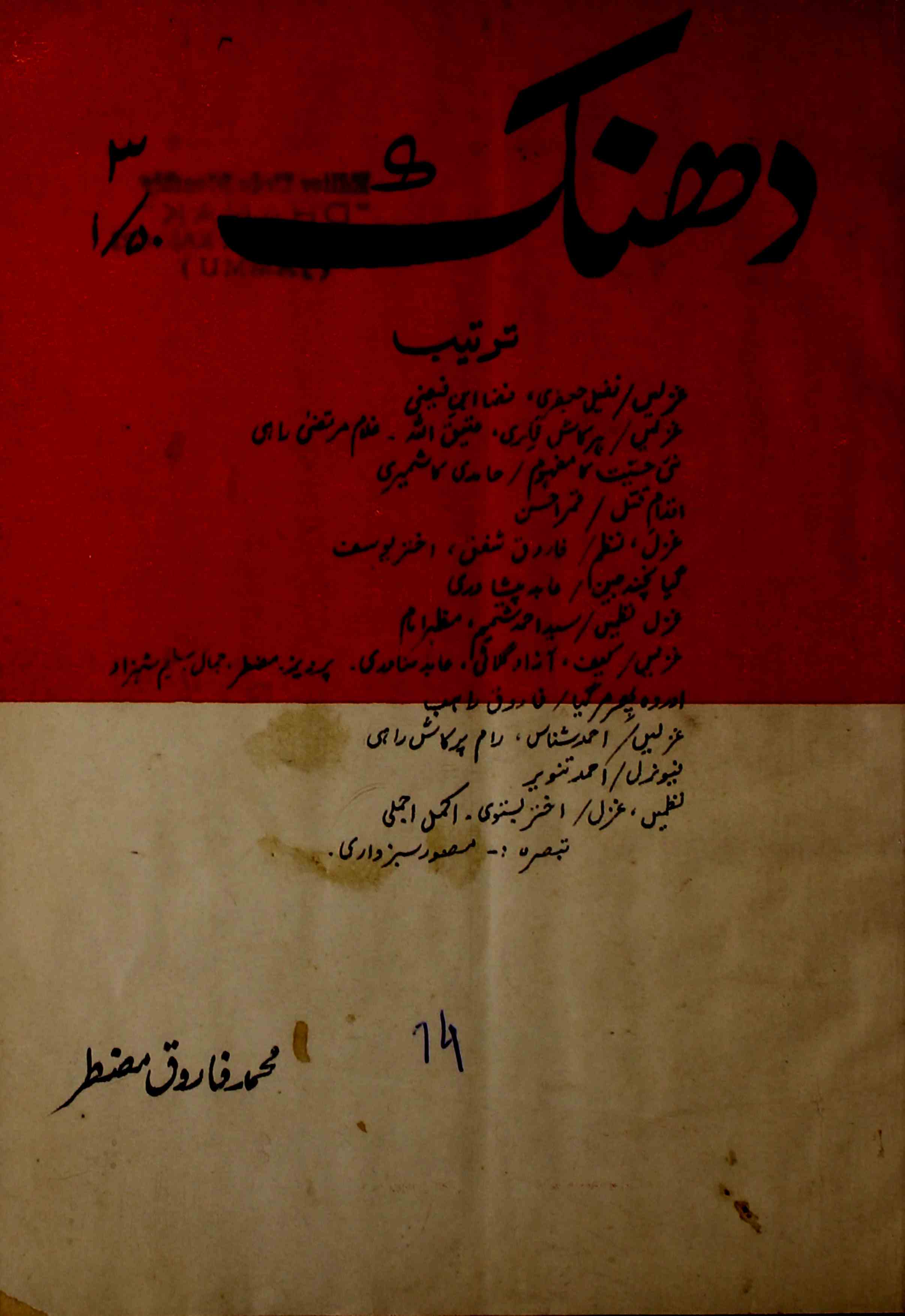 Dhanak-shumara-number-003-farooq-muztar-magazines