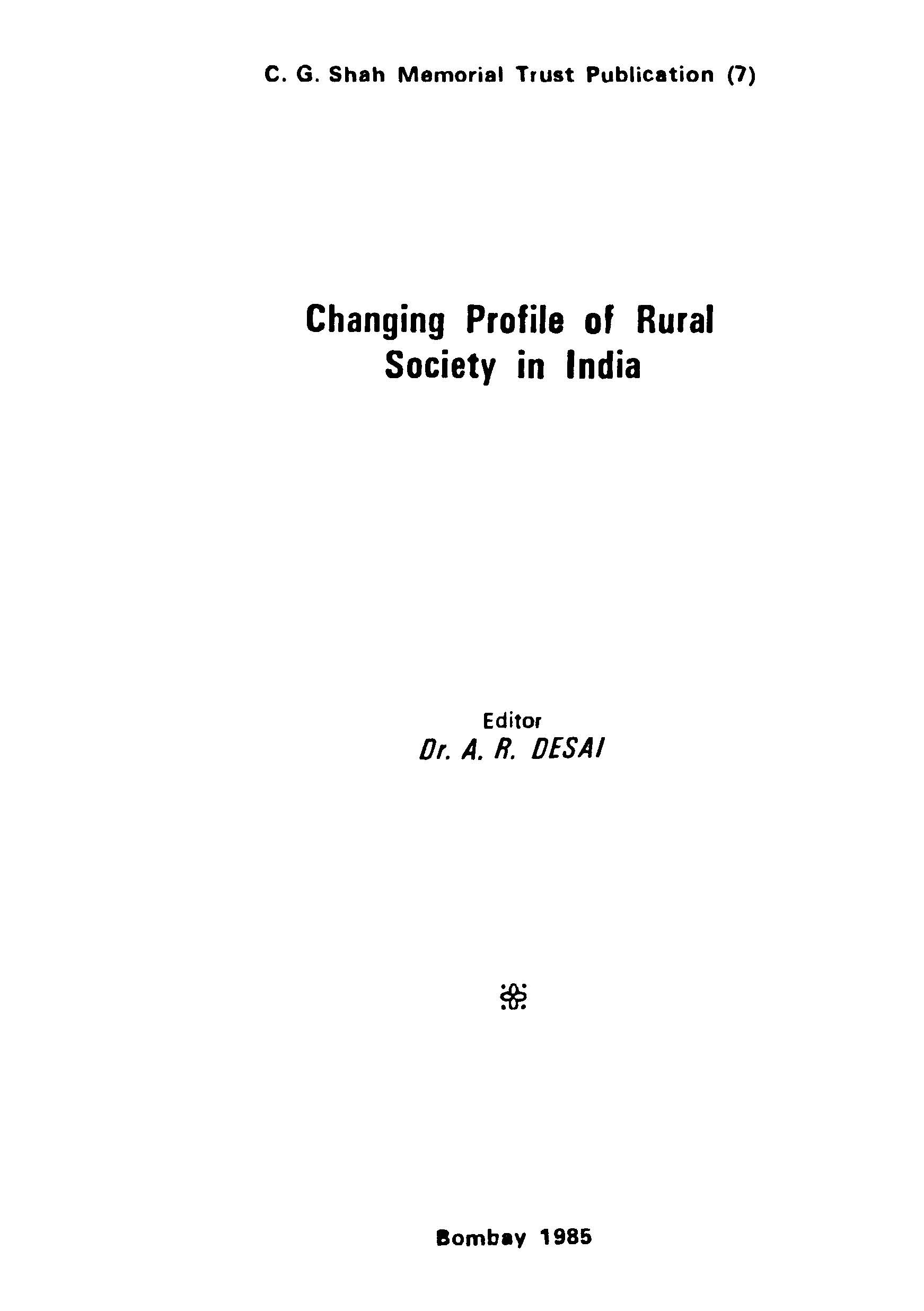 Changing Profile Of Rural Societye In India