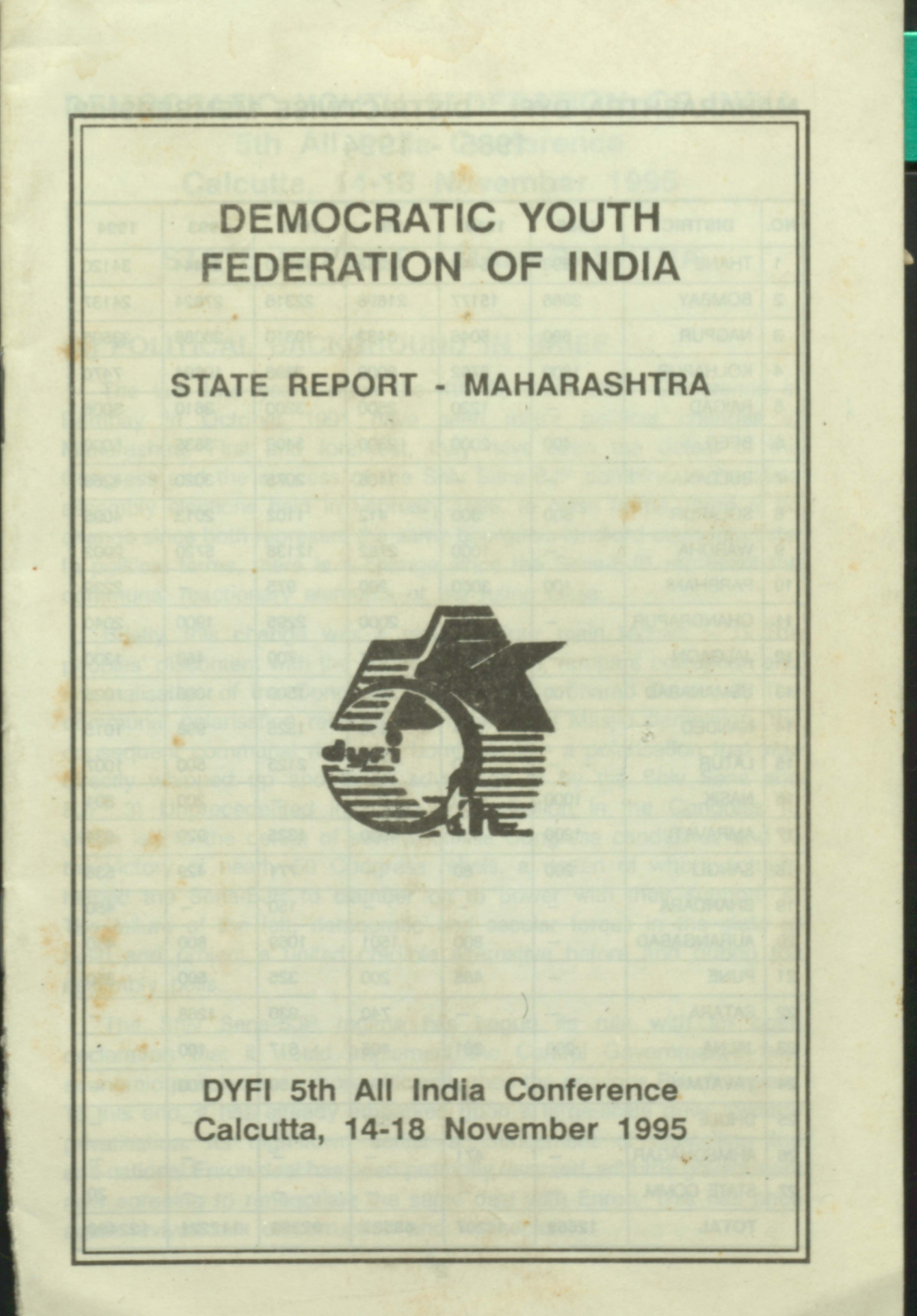 Democratic Youth Federation Of India State Report -maharashatra november 1995